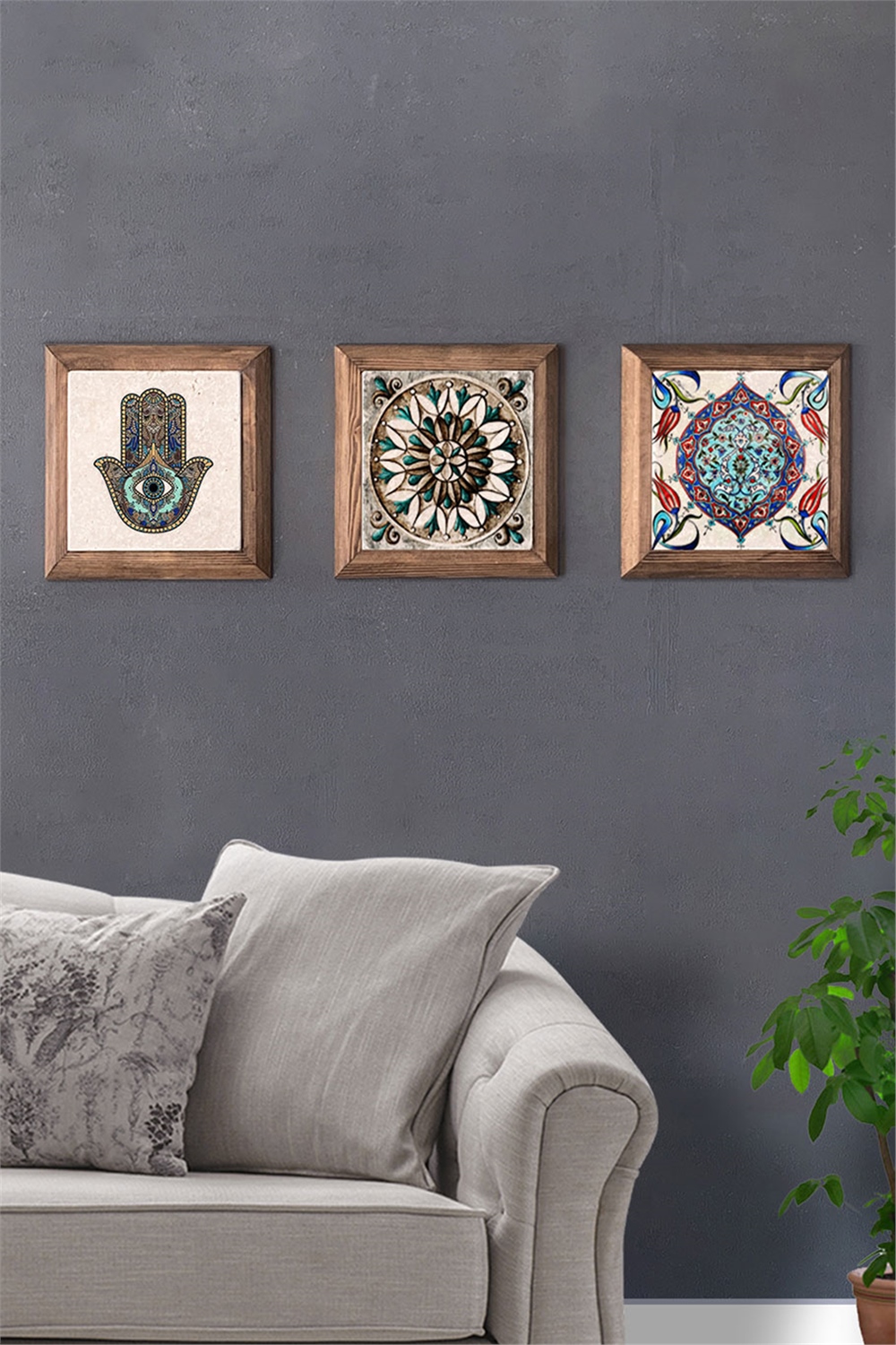 MASİF ÇERÇEVELİ 3'LÜ DOĞALTAŞ TABLO PANO OSCAR STONE DECOR / 3PRMT-40-0114