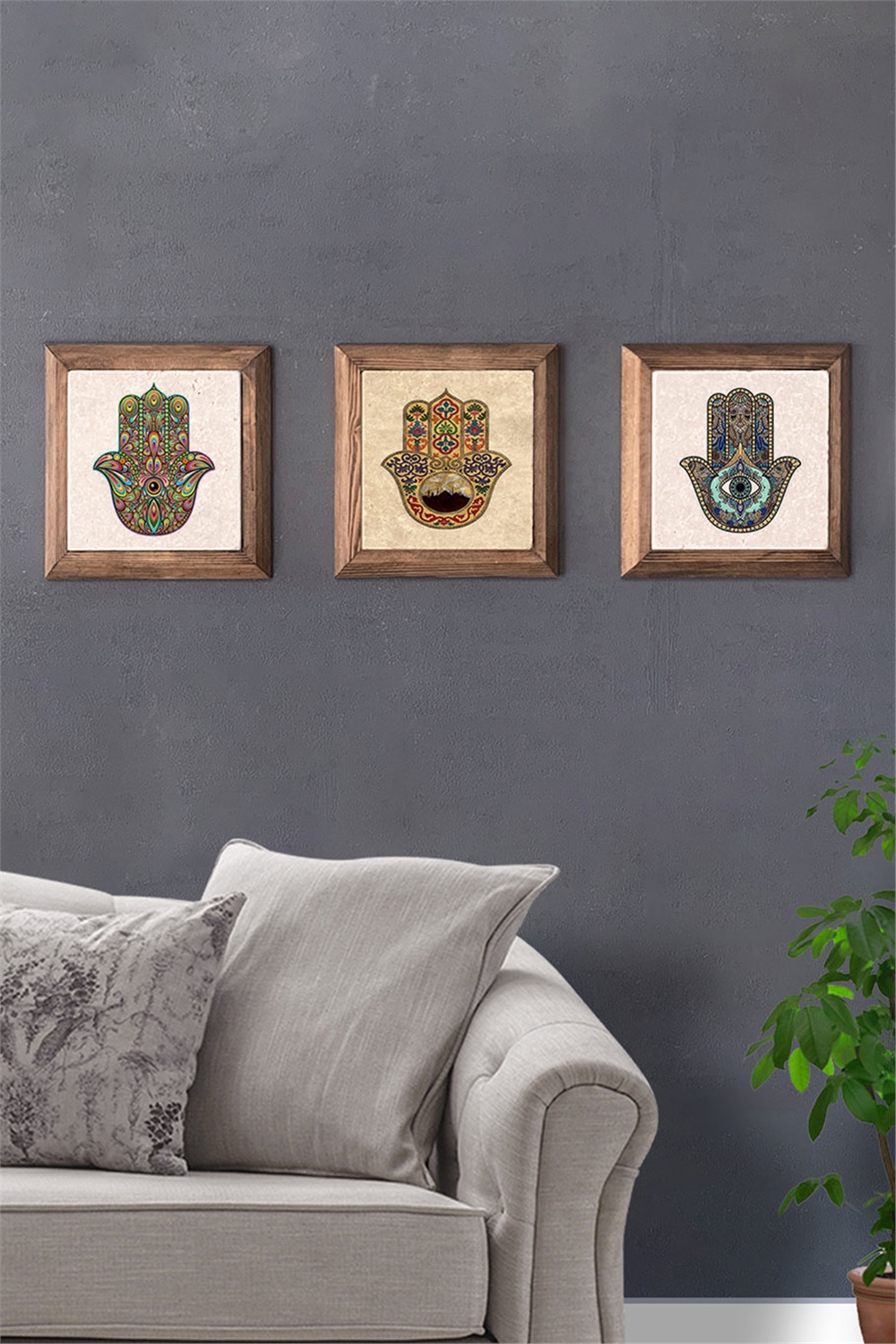 MASİF ÇERÇEVELİ 3'LÜ DOĞALTAŞ TABLO PANO OSCAR STONE DECOR / 3PRMT-40-0058