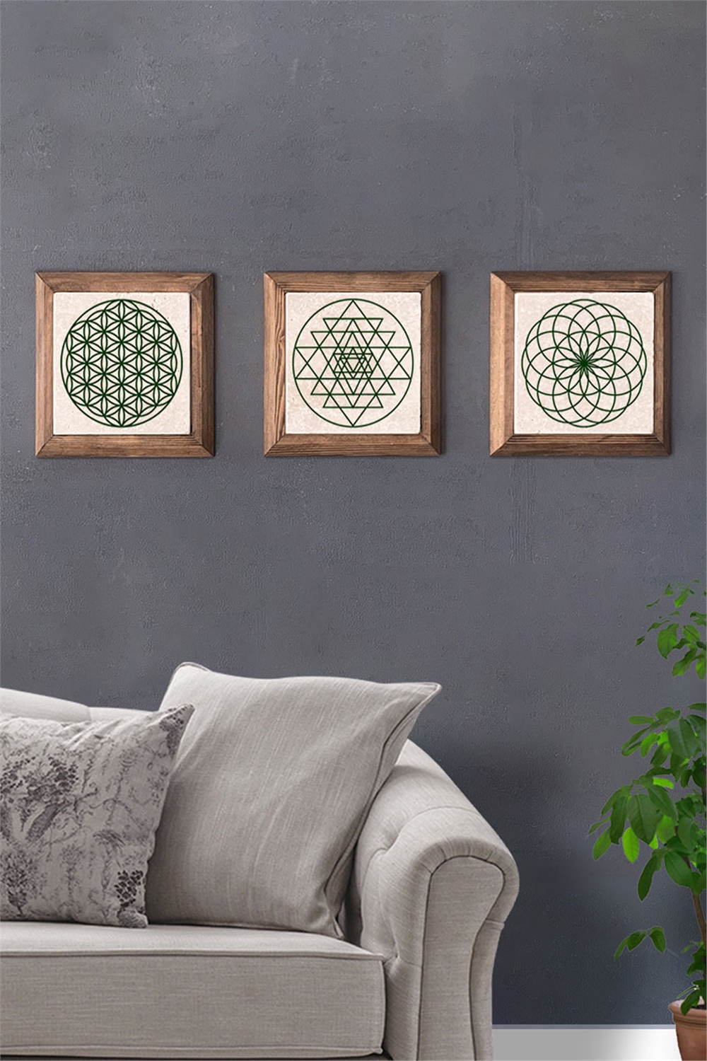 MASİF ÇERÇEVELİ 3'LÜ DOĞALTAŞ TABLO PANO OSCAR STONE DECOR / 3PRMT-40-0279