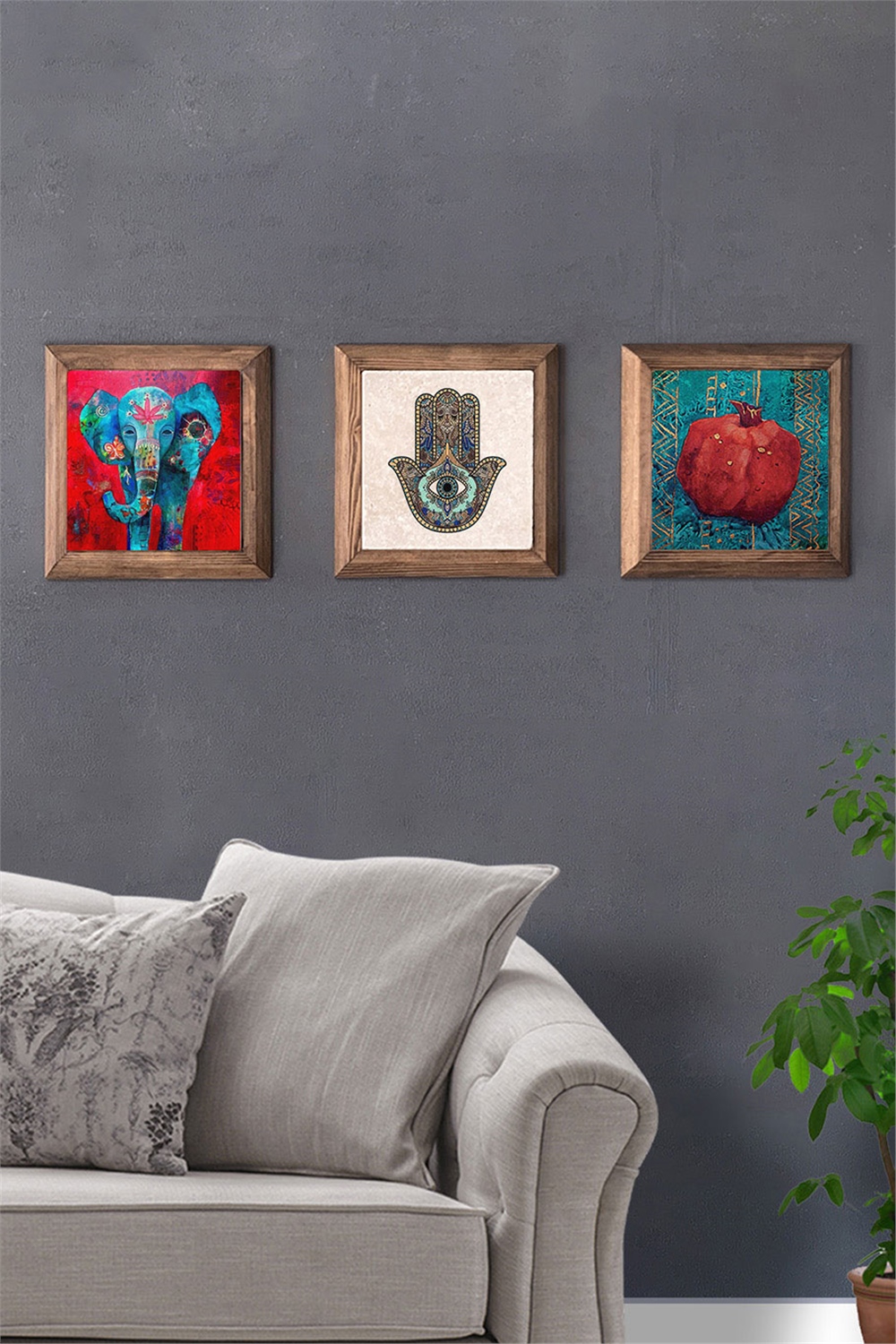 MASİF ÇERÇEVELİ 3'LÜ DOĞALTAŞ TABLO PANO OSCAR STONE DECOR / 3PRMT-40-0368