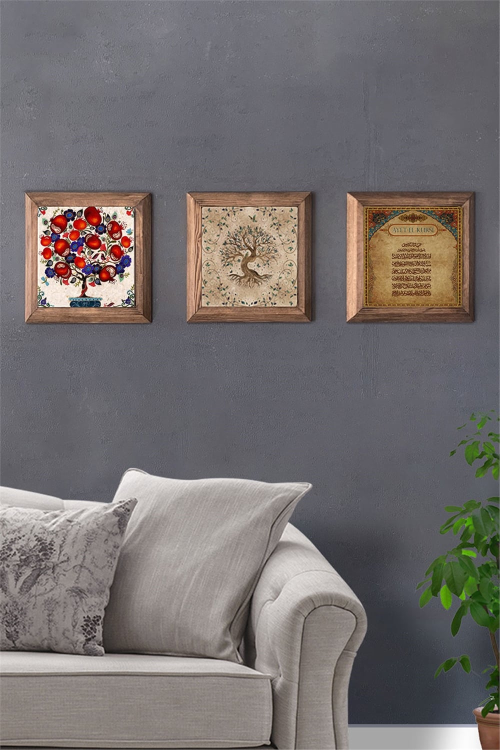 MASİF ÇERÇEVELİ 3'LÜ DOĞALTAŞ TABLO PANO OSCAR STONE DECOR / 3PRMT-40-0233