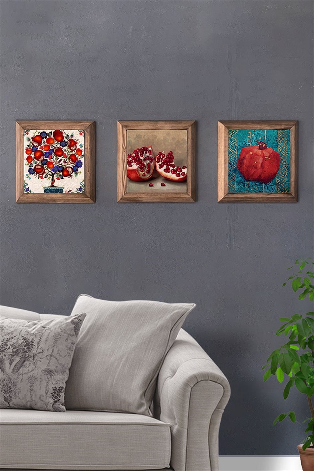 MASİF ÇERÇEVELİ 3'LÜ DOĞALTAŞ TABLO PANO OSCAR STONE DECOR / 3PRMT-40-0120