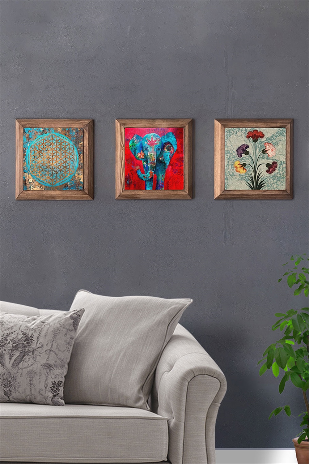 MASİF ÇERÇEVELİ 3'LÜ DOĞALTAŞ TABLO PANO OSCAR STONE DECOR / 3PRMT-40-0403