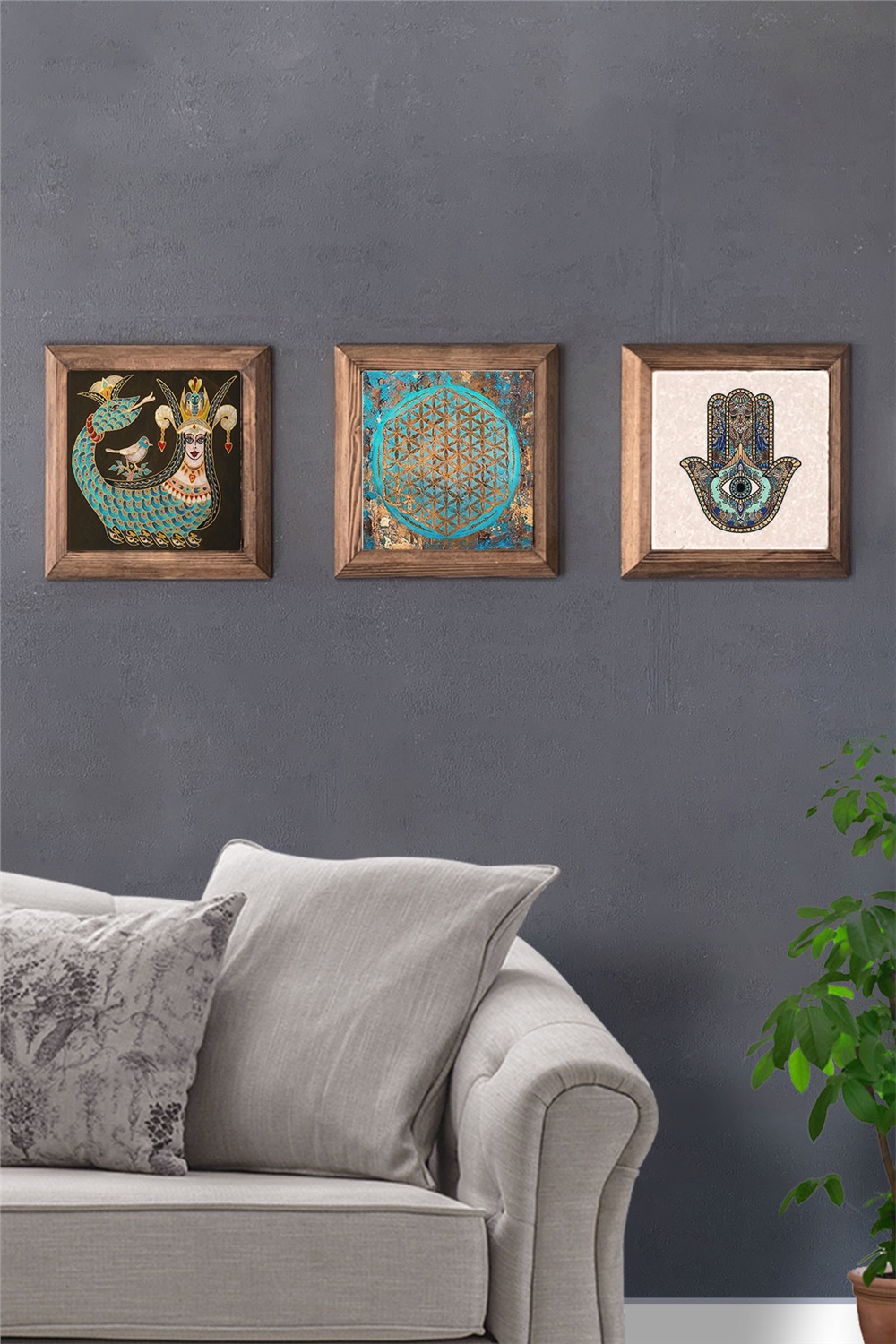 MASİF ÇERÇEVELİ 3'LÜ DOĞALTAŞ TABLO PANO OSCAR STONE DECOR / 3PRMT-40-0354
