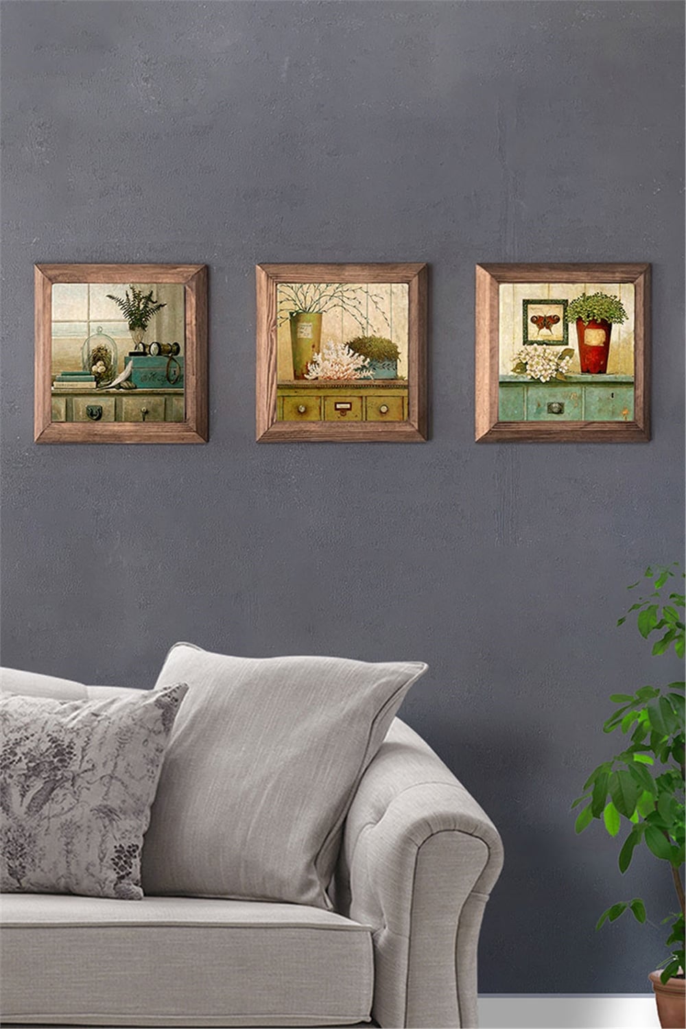 MASİF ÇERÇEVELİ 3'LÜ DOĞALTAŞ TABLO PANO OSCAR STONE DECOR / 3PRMT-20-0012