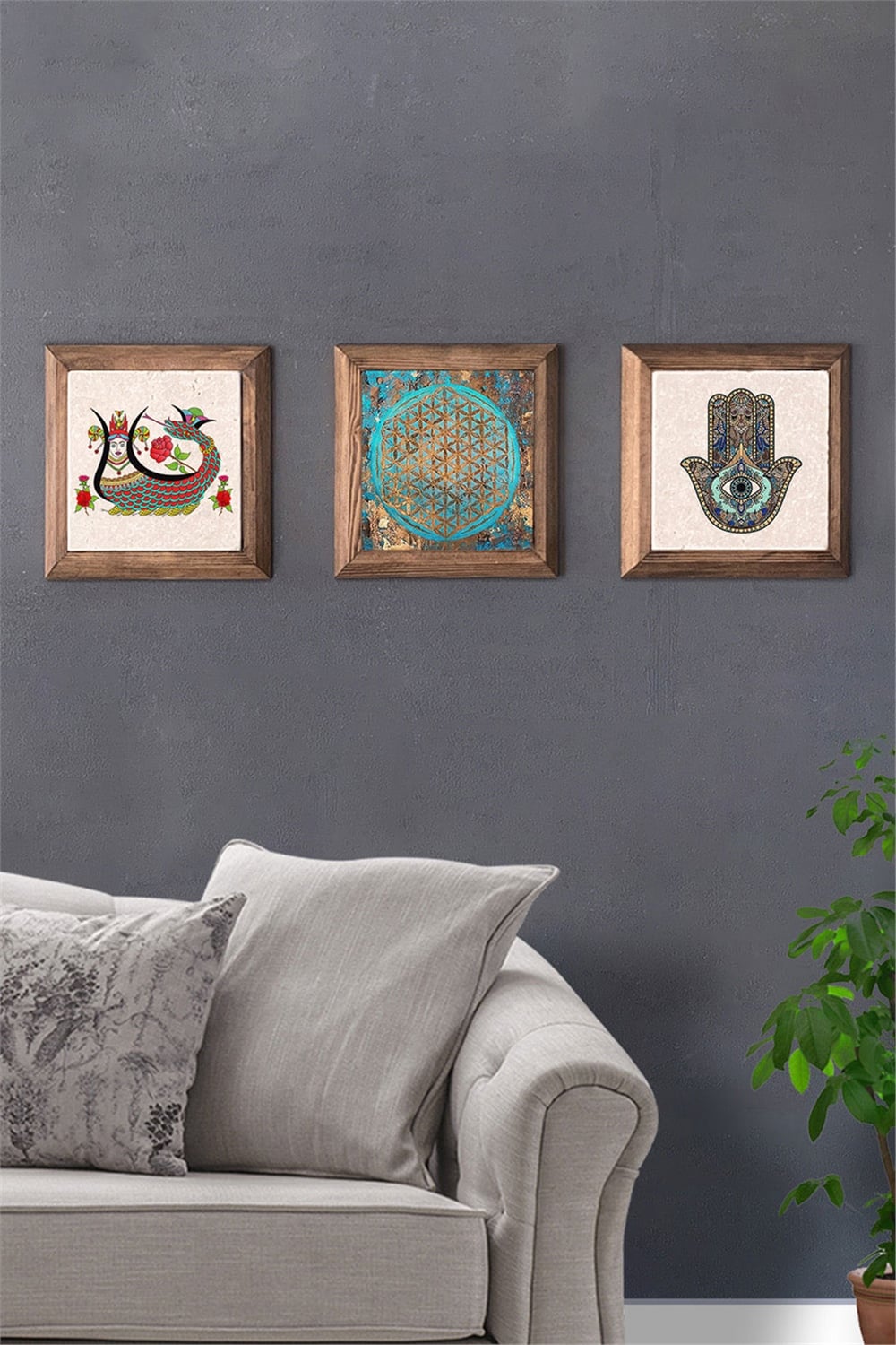 MASİF ÇERÇEVELİ 3'LÜ DOĞALTAŞ TABLO PANO OSCAR STONE DECOR / 3PRMT-40-0383