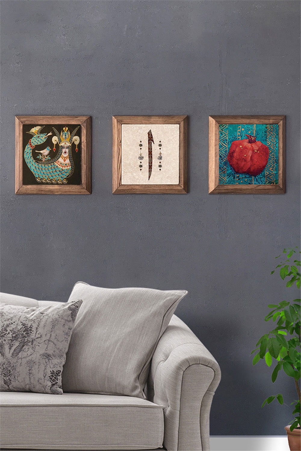 MASİF ÇERÇEVELİ 3'LÜ DOĞALTAŞ TABLO PANO OSCAR STONE DECOR / 3PRMT-40-0384