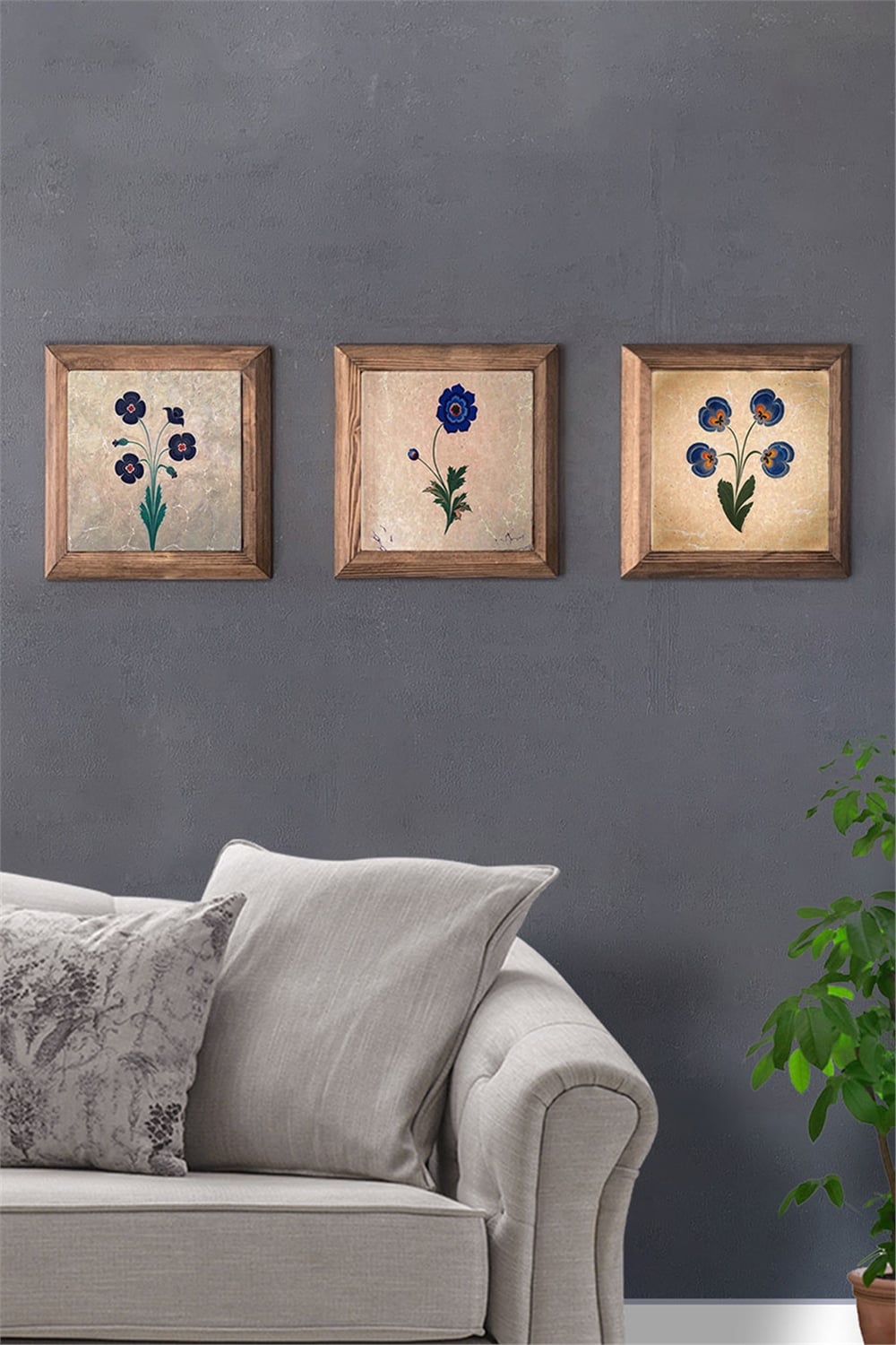 MASİF ÇERÇEVELİ 3'LÜ DOĞALTAŞ TABLO PANO OSCAR STONE DECOR / 3PRMT-40-0008