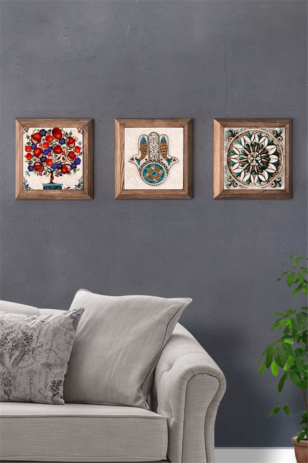 MASİF ÇERÇEVELİ 3'LÜ DOĞALTAŞ TABLO PANO OSCAR STONE DECOR / 3PRMT-40-0261