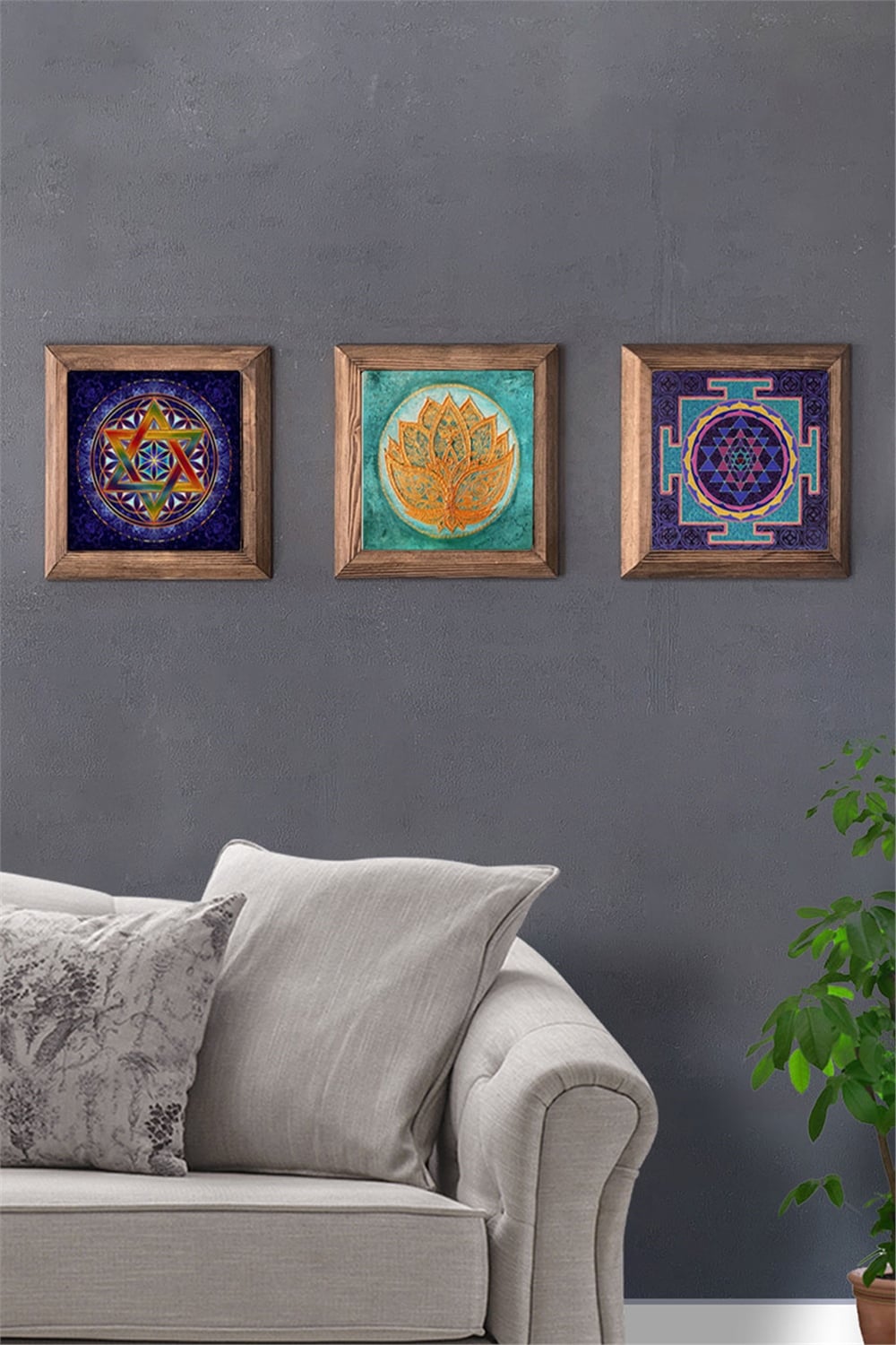 MASİF ÇERÇEVELİ 3'LÜ DOĞALTAŞ TABLO PANO OSCAR STONE DECOR / 3PRMT-40-0254