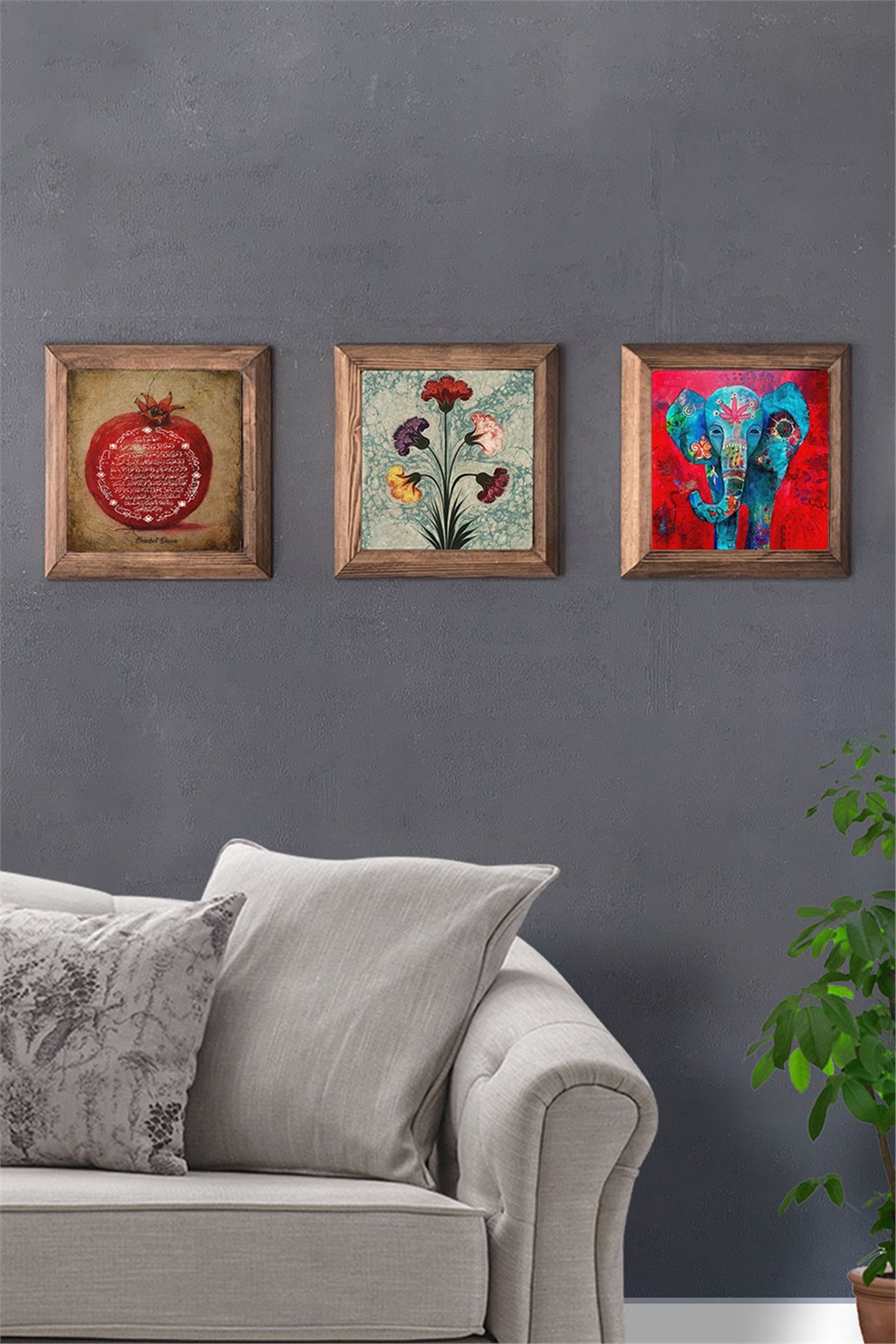 MASİF ÇERÇEVELİ 3'LÜ DOĞALTAŞ TABLO PANO OSCAR STONE DECOR / 3PRMT-40-0405