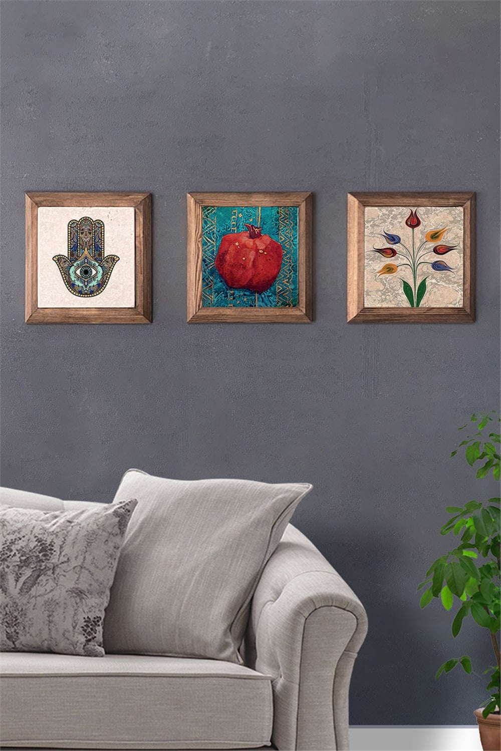 MASİF ÇERÇEVELİ 3'LÜ DOĞALTAŞ TABLO PANO OSCAR STONE DECOR / 3PRMT-40-0133