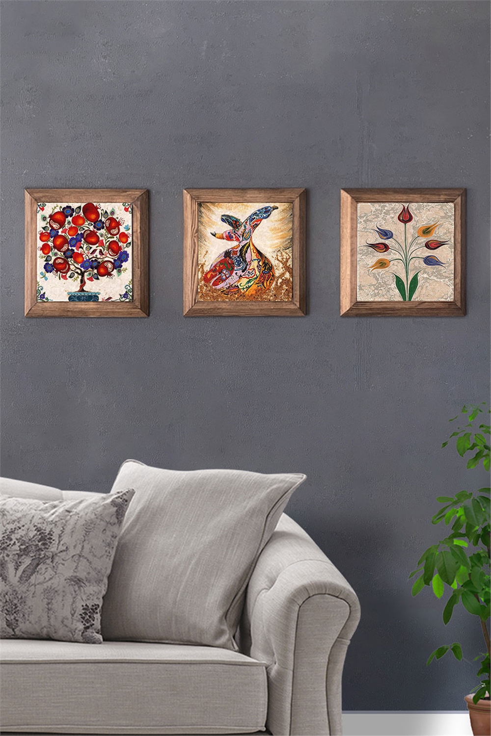 MASİF ÇERÇEVELİ 3'LÜ DOĞALTAŞ TABLO PANO OSCAR STONE DECOR / 3PRMT-40-0376