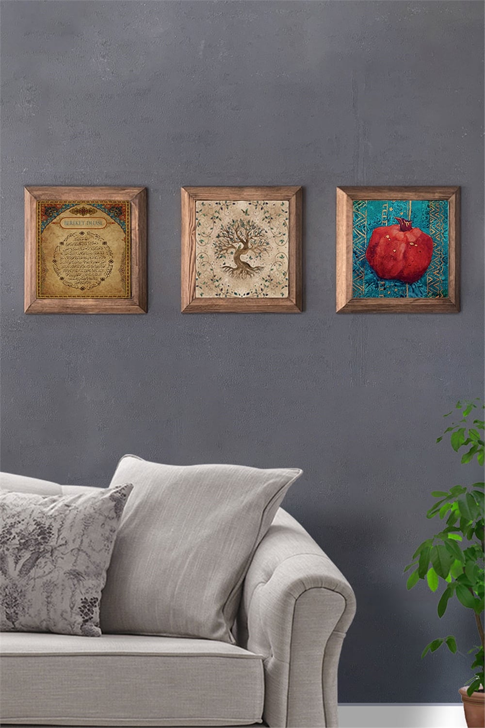 MASİF ÇERÇEVELİ 3'LÜ DOĞALTAŞ TABLO PANO OSCAR STONE DECOR / 3PRMT-40-0232