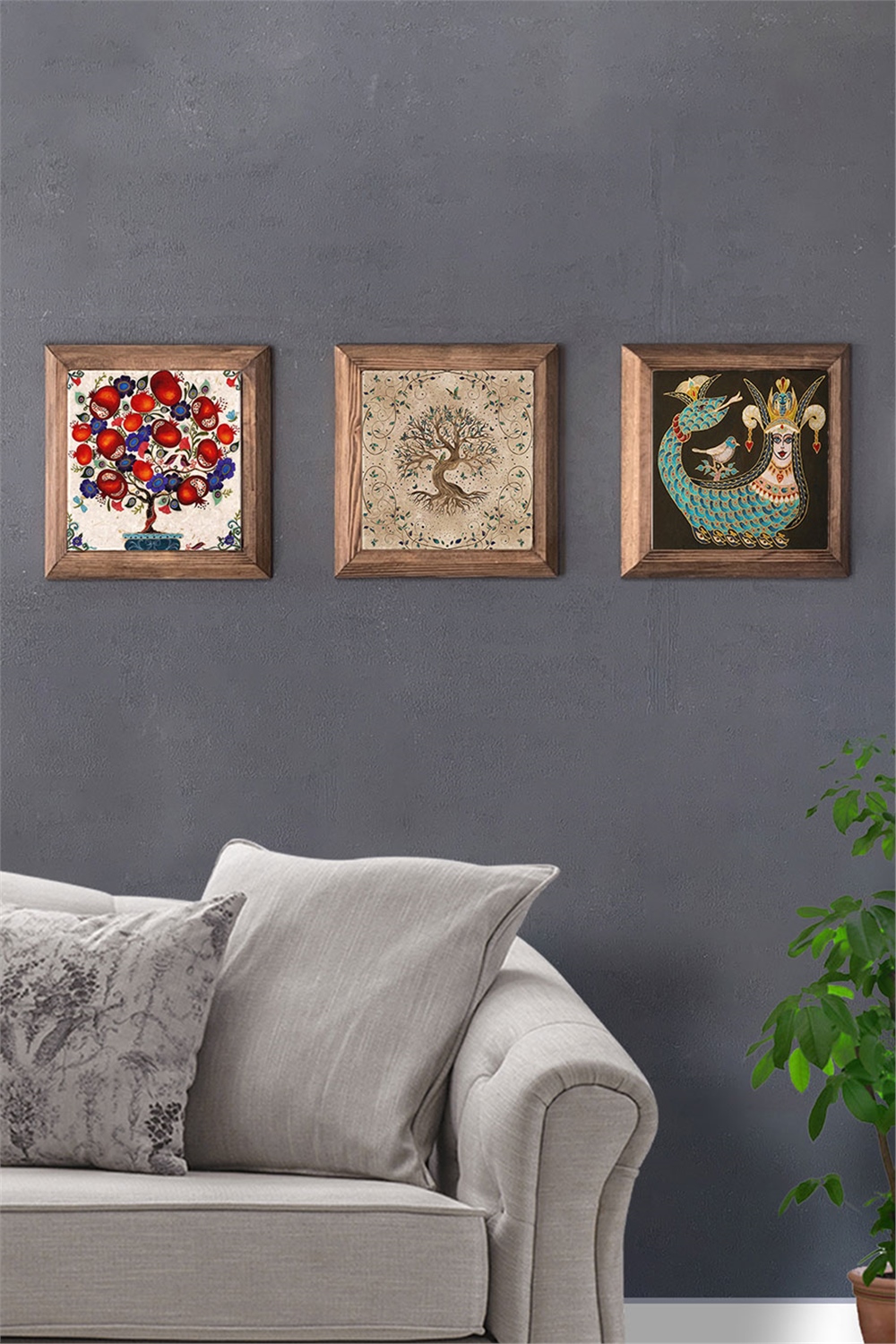 MASİF ÇERÇEVELİ 3'LÜ DOĞALTAŞ TABLO PANO OSCAR STONE DECOR / 3PRMT-40-0377