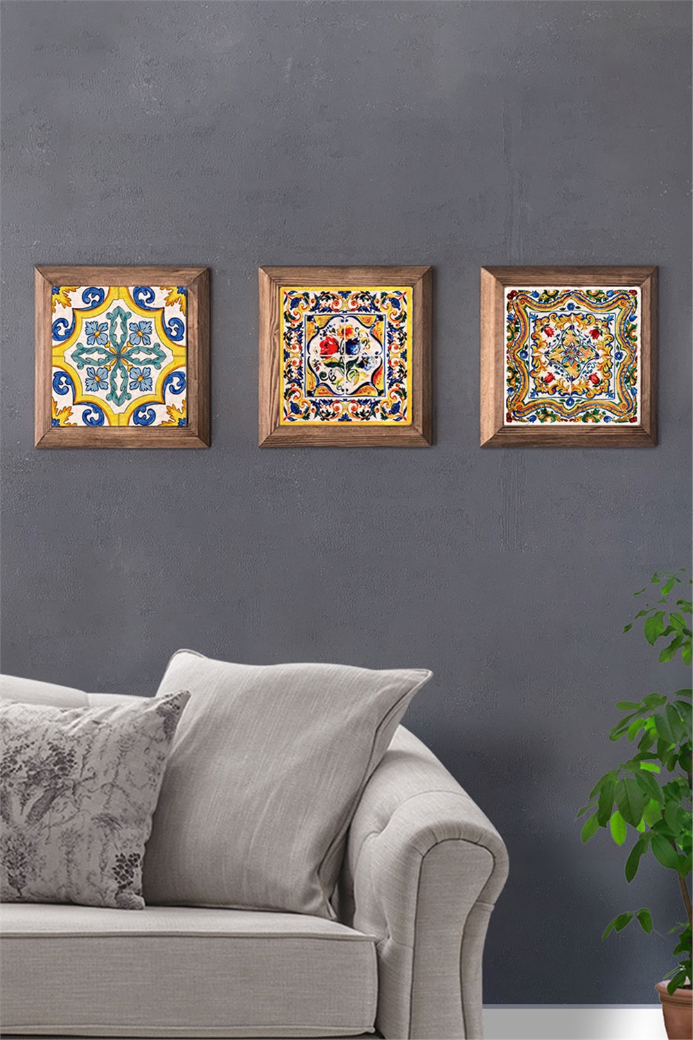 MASİF ÇERÇEVELİ 3'LÜ DOĞALTAŞ TABLO PANO OSCAR STONE DECOR / 3PRMT-40-0221