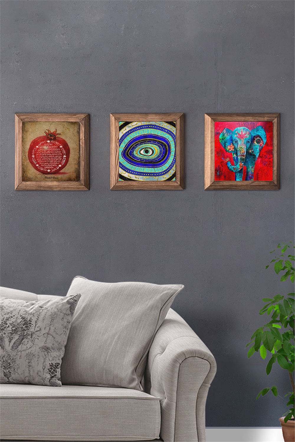 MASİF ÇERÇEVELİ 3'LÜ DOĞALTAŞ TABLO PANO OSCAR STONE DECOR / 3PRMT-40-0360