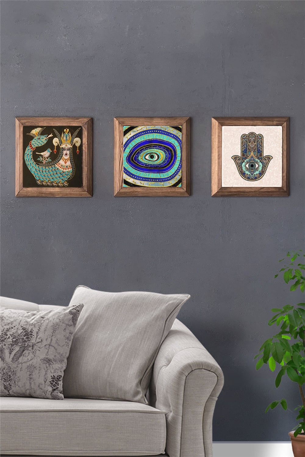 MASİF ÇERÇEVELİ 3'LÜ DOĞALTAŞ TABLO PANO OSCAR STONE DECOR / 3PRMT-40-0350