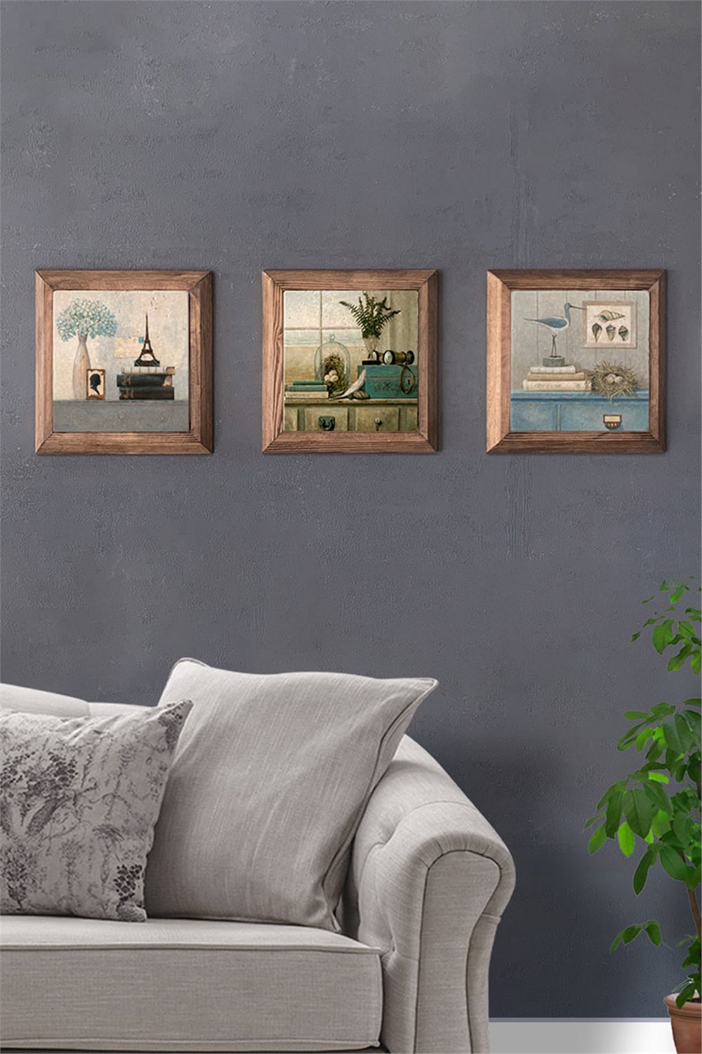 MASİF ÇERÇEVELİ 3'LÜ DOĞALTAŞ TABLO PANO OSCAR STONE DECOR / 3PRMT-40-0263