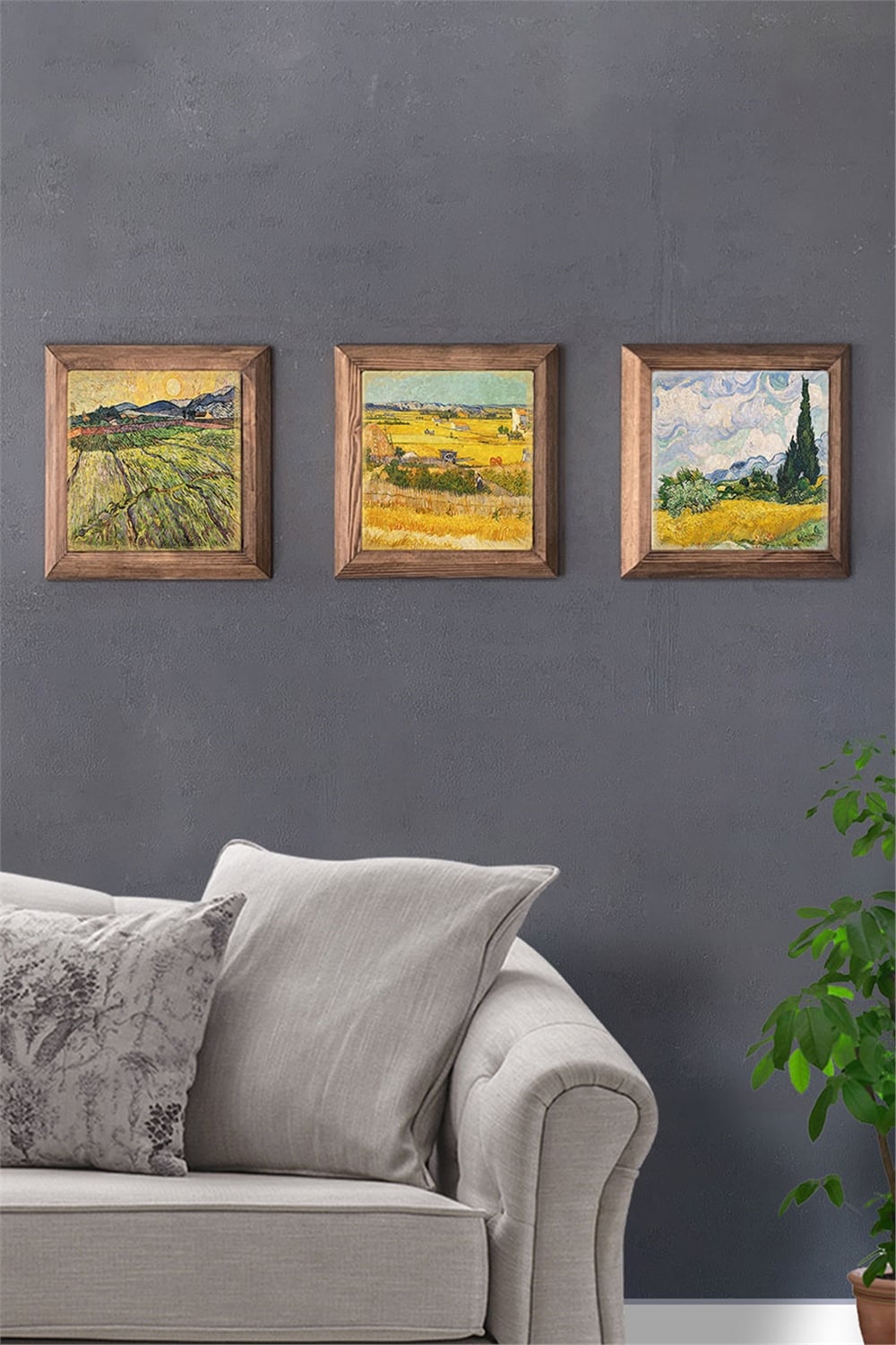 MASİF ÇERÇEVELİ 3'LÜ DOĞALTAŞ TABLO PANO OSCAR STONE DECOR / 3PRMT-40-0419