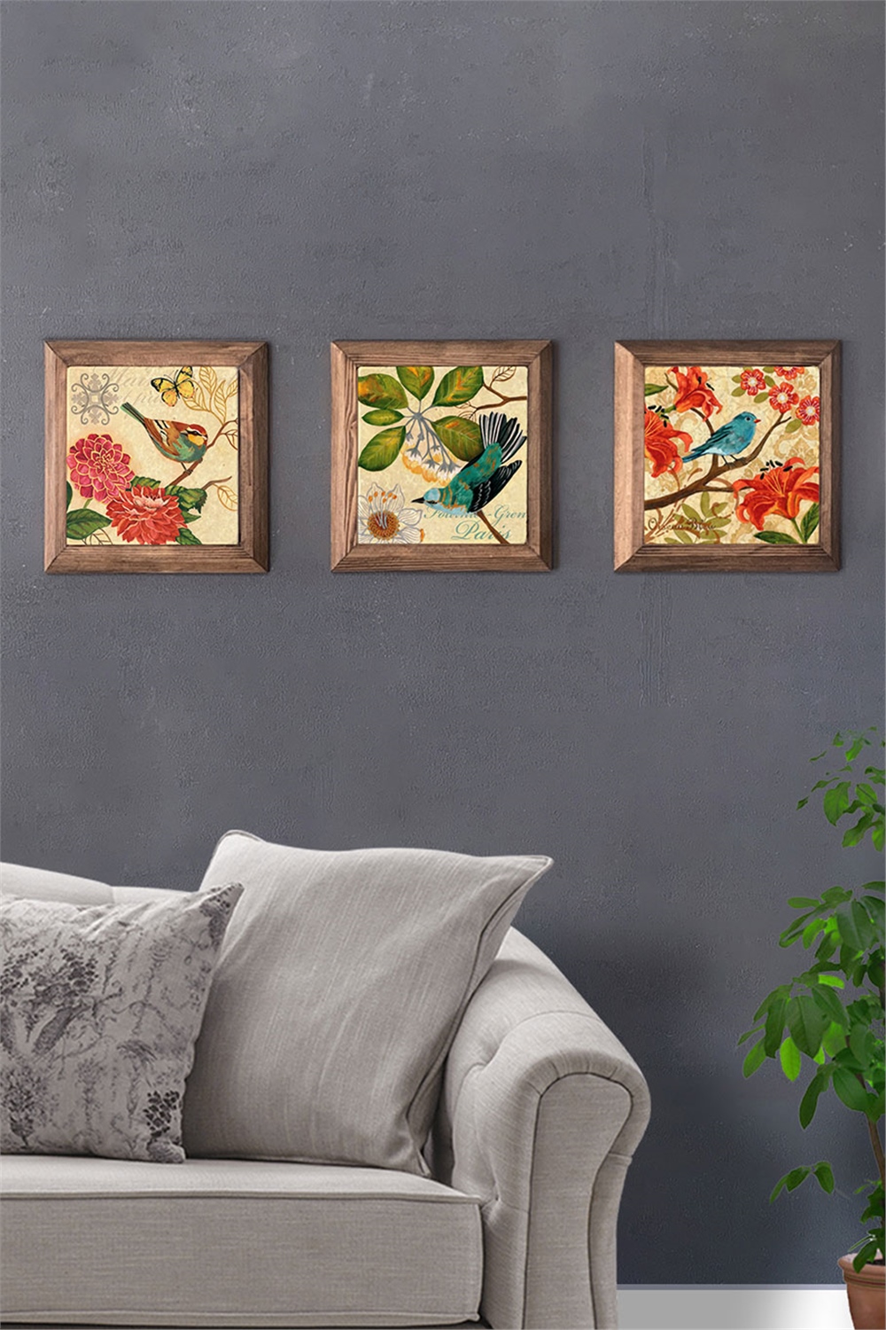 MASİF ÇERÇEVELİ 3'LÜ DOĞALTAŞ TABLO PANO OSCAR STONE DECOR / 3PRMT-40-0078