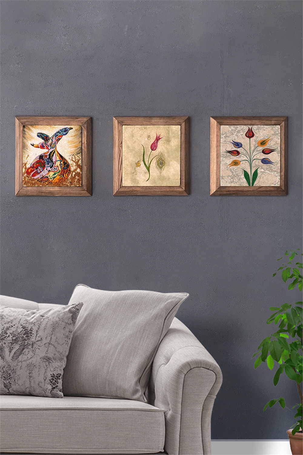 MASİF ÇERÇEVELİ 3'LÜ DOĞALTAŞ TABLO PANO OSCAR STONE DECOR / 3PRMT-40-0198