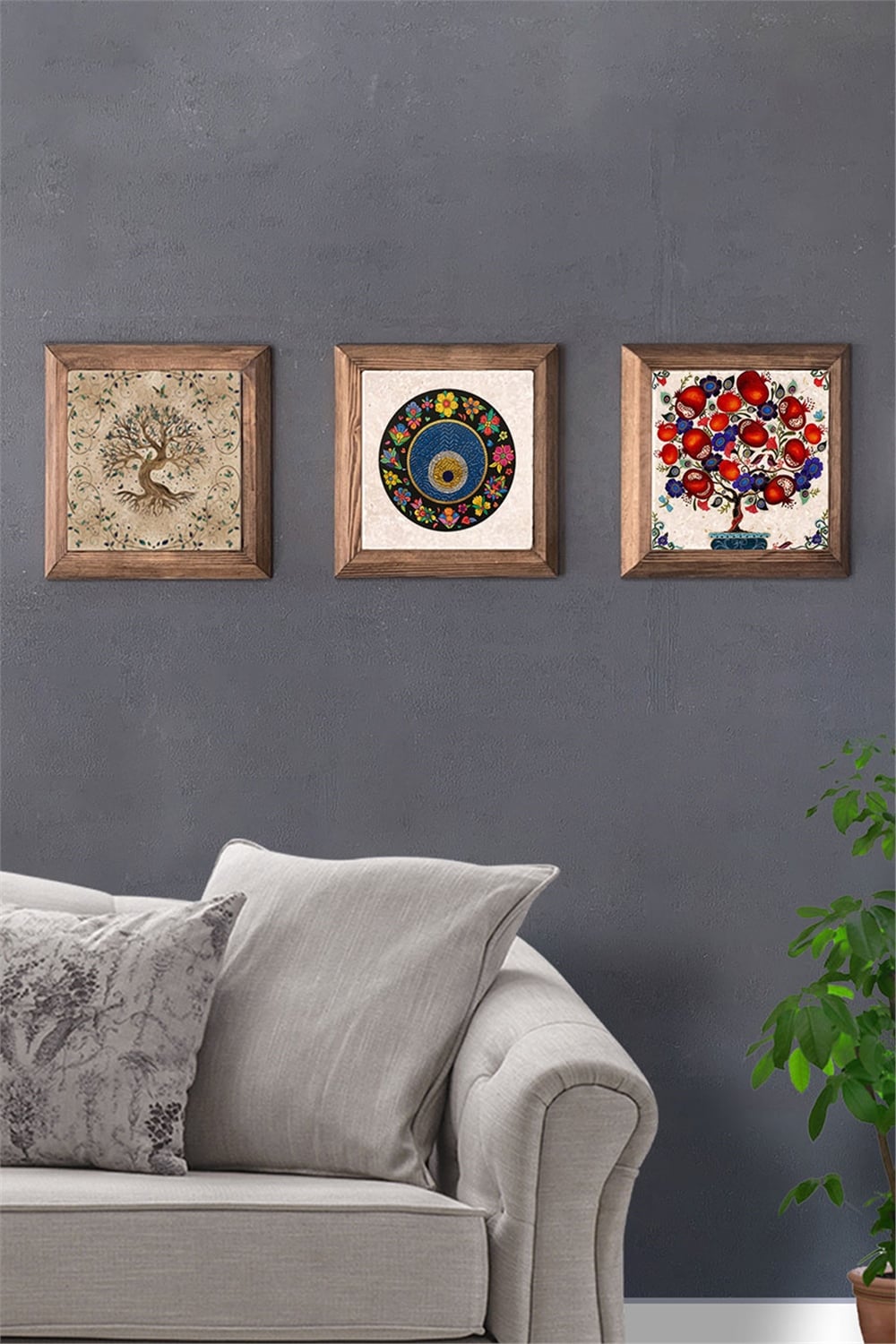 MASİF ÇERÇEVELİ 3'LÜ DOĞALTAŞ TABLO PANO OSCAR STONE DECOR / 3PRMT-40-0240