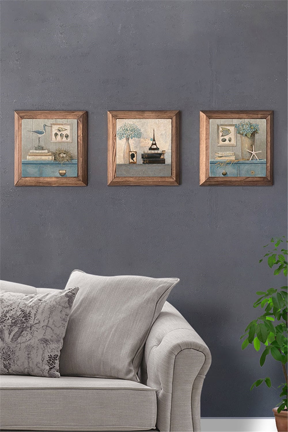 MASİF ÇERÇEVELİ 3'LÜ DOĞALTAŞ TABLO PANO OSCAR STONE DECOR / 3PRMT-20-0014