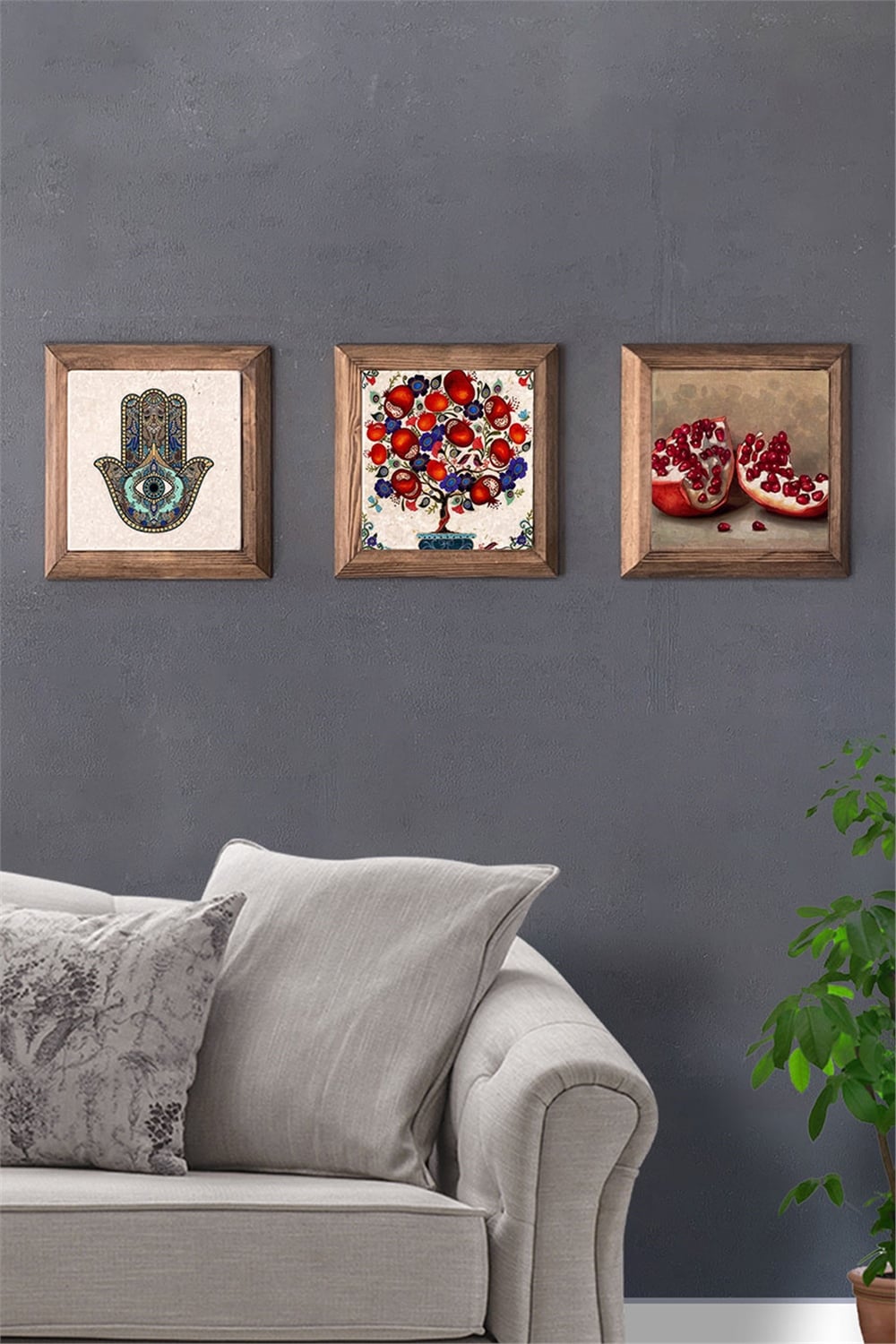 MASİF ÇERÇEVELİ 3'LÜ DOĞALTAŞ TABLO PANO OSCAR STONE DECOR / 3PRMT-40-0125