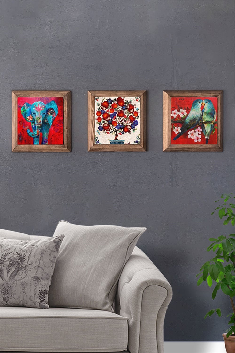 MASİF ÇERÇEVELİ 3'LÜ DOĞALTAŞ TABLO PANO OSCAR STONE DECOR / 3PRMT-40-0364
