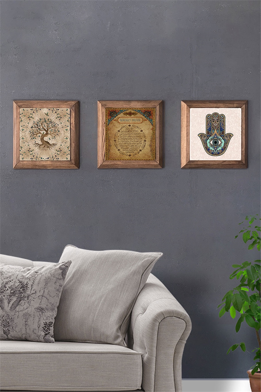 MASİF ÇERÇEVELİ 3'LÜ DOĞALTAŞ TABLO PANO OSCAR STONE DECOR / 3PRMT-40-0230