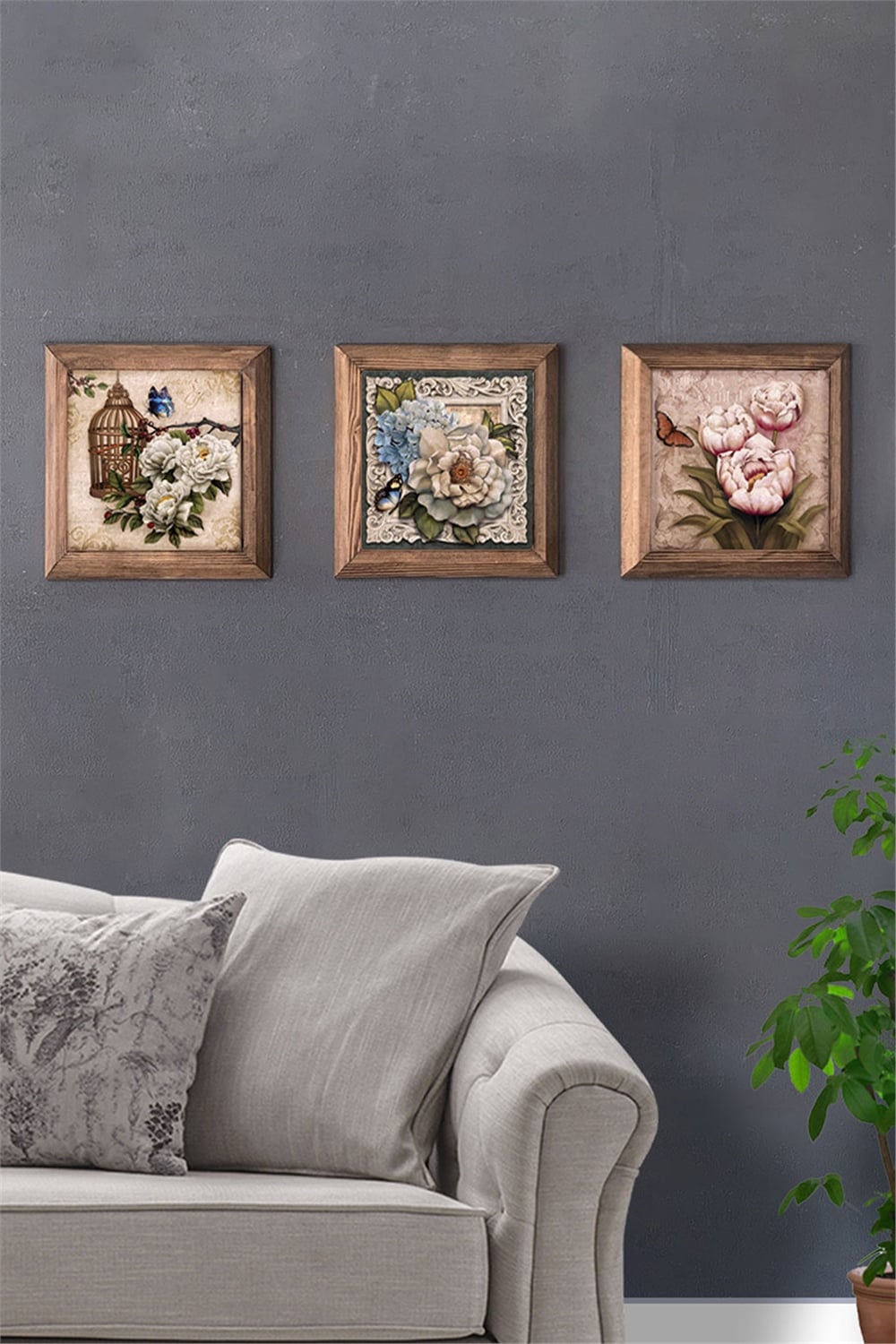 MASİF ÇERÇEVELİ 3'LÜ DOĞALTAŞ TABLO PANO OSCAR STONE DECOR / 3PRMT-40-0094