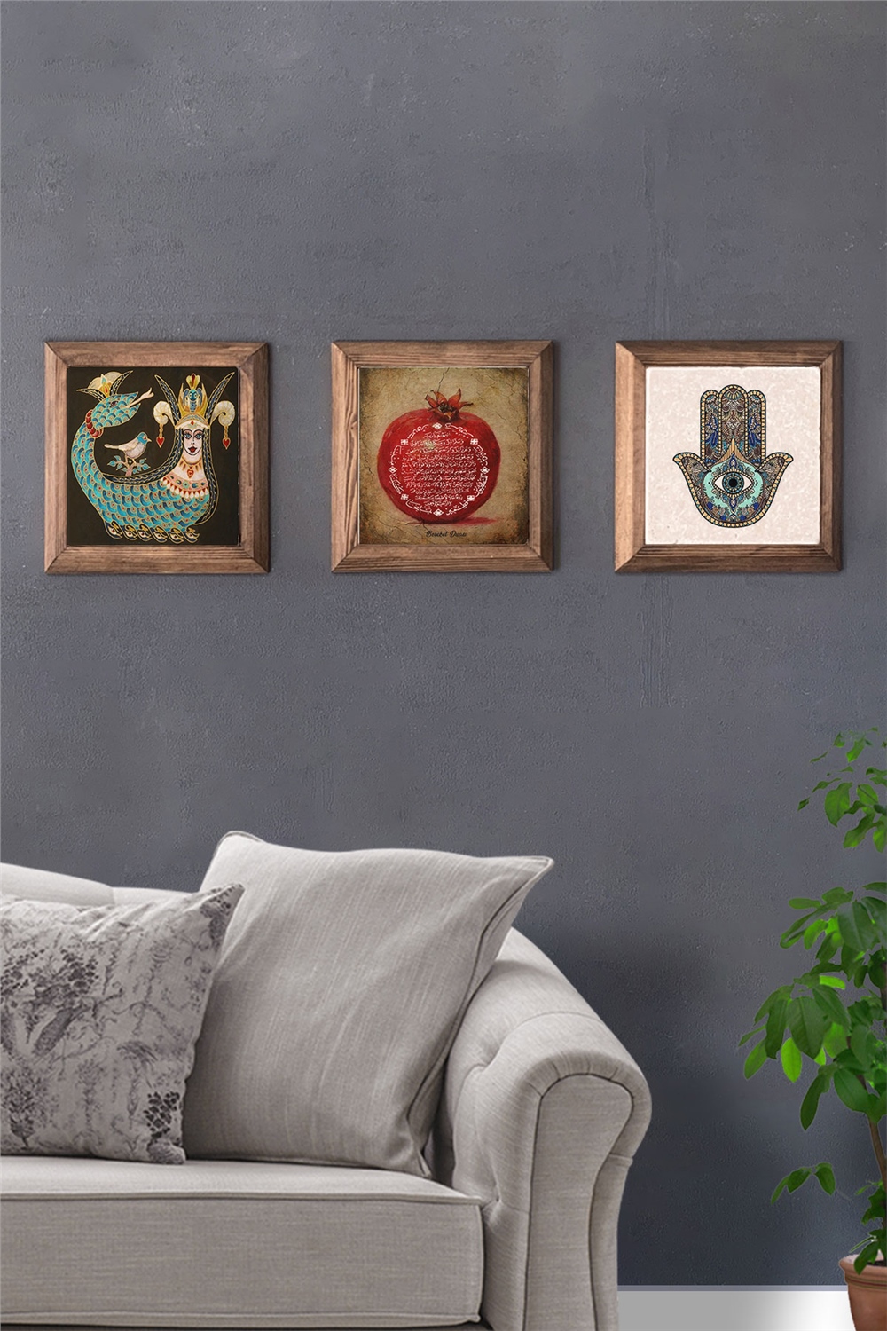 MASİF ÇERÇEVELİ 3'LÜ DOĞALTAŞ TABLO PANO OSCAR STONE DECOR / 3PRMT-40-0352