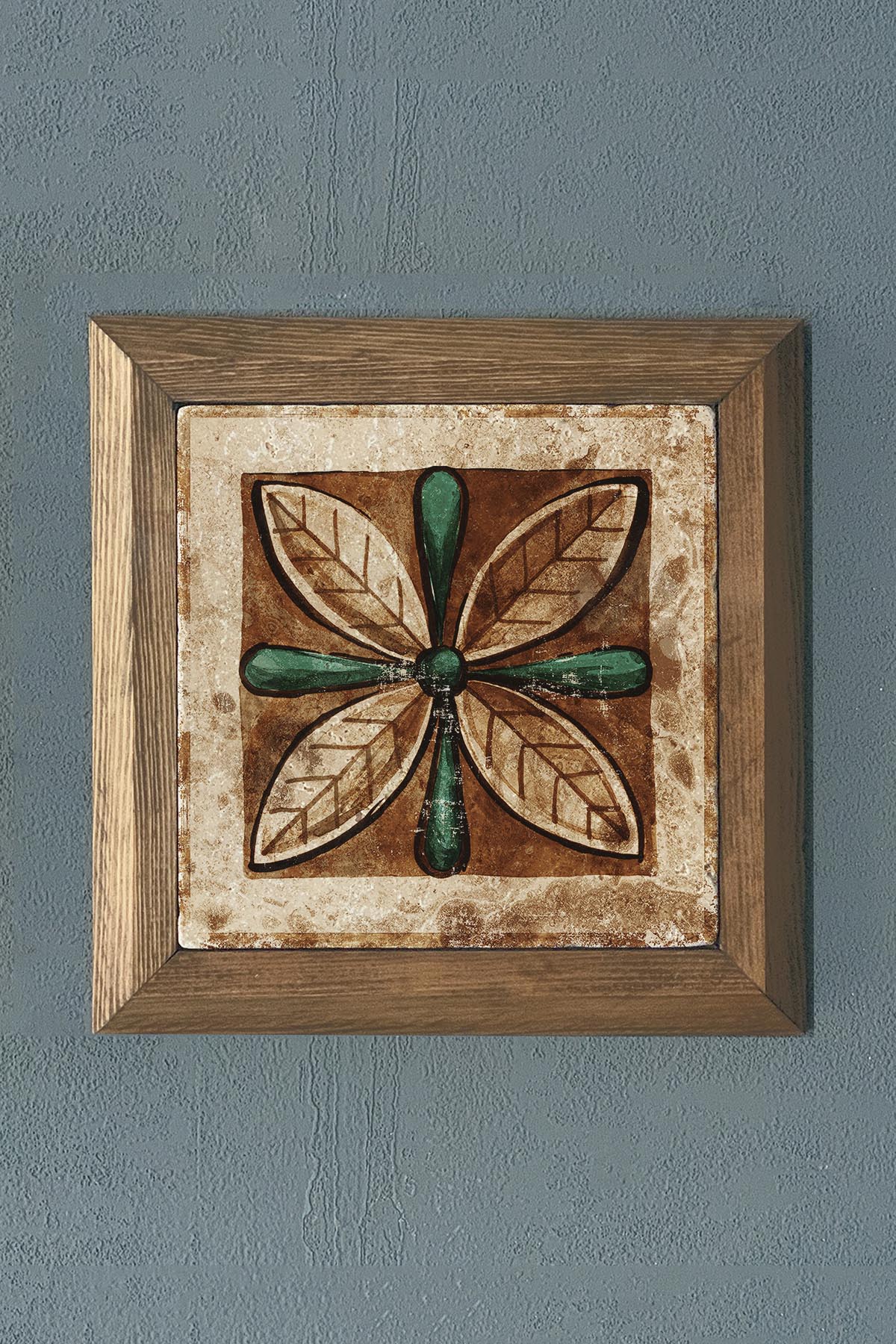 Masif Çerçeveli Desen (Tile) Doğaltaş Tablo Pano Oscar Stone Decor 28X28 CM