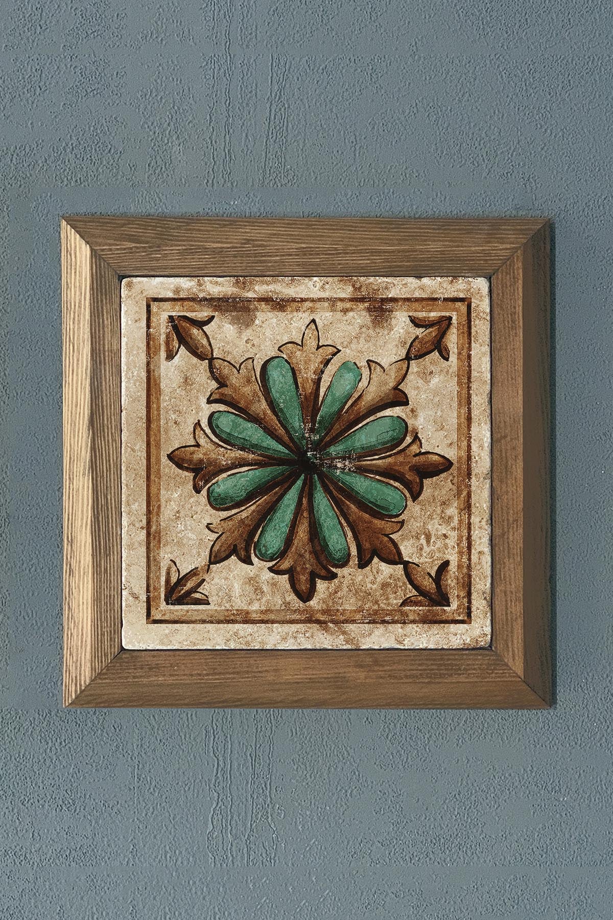 Masif Çerçeveli Desen (Tile) Doğaltaş Tablo Pano Oscar Stone Decor 28X28 CM