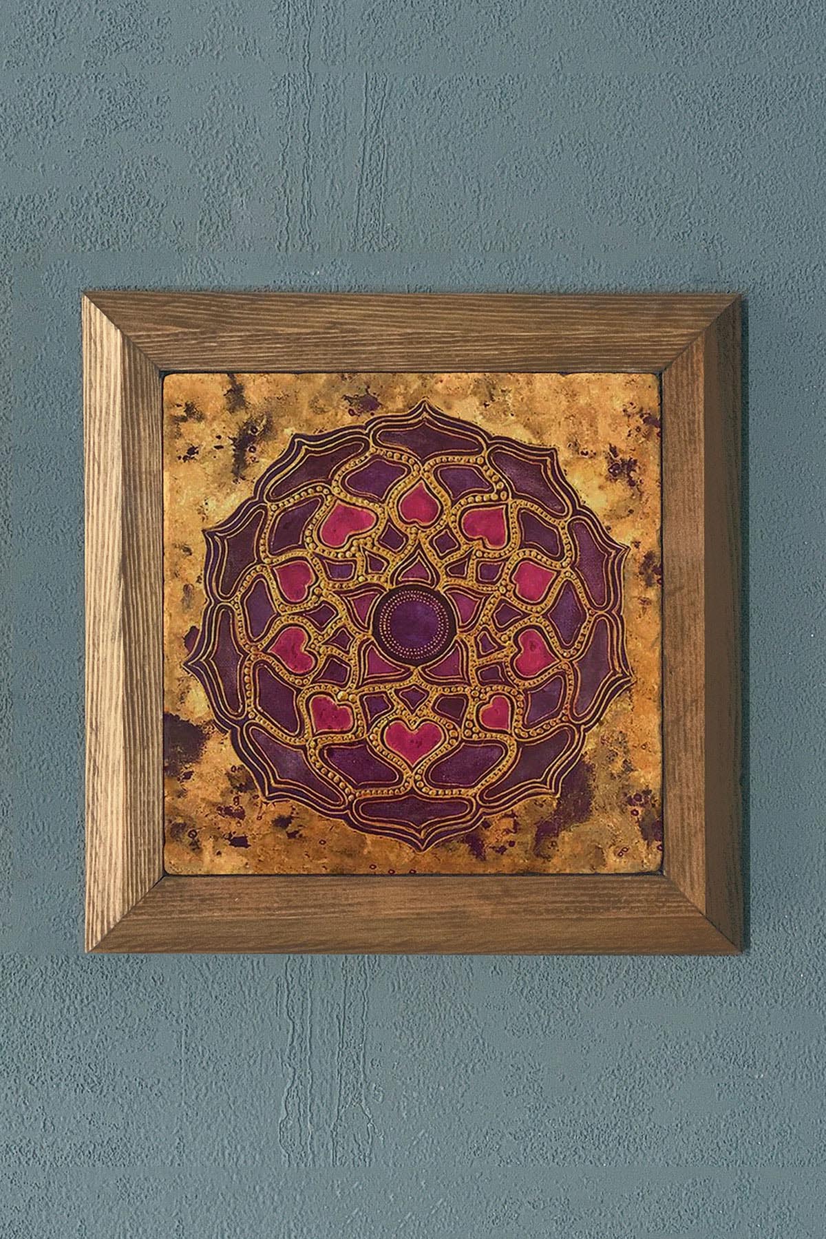 Masif Çerçeveli Doğaltaş Tablo Pano Oscar Stone Decor 28X28 CM