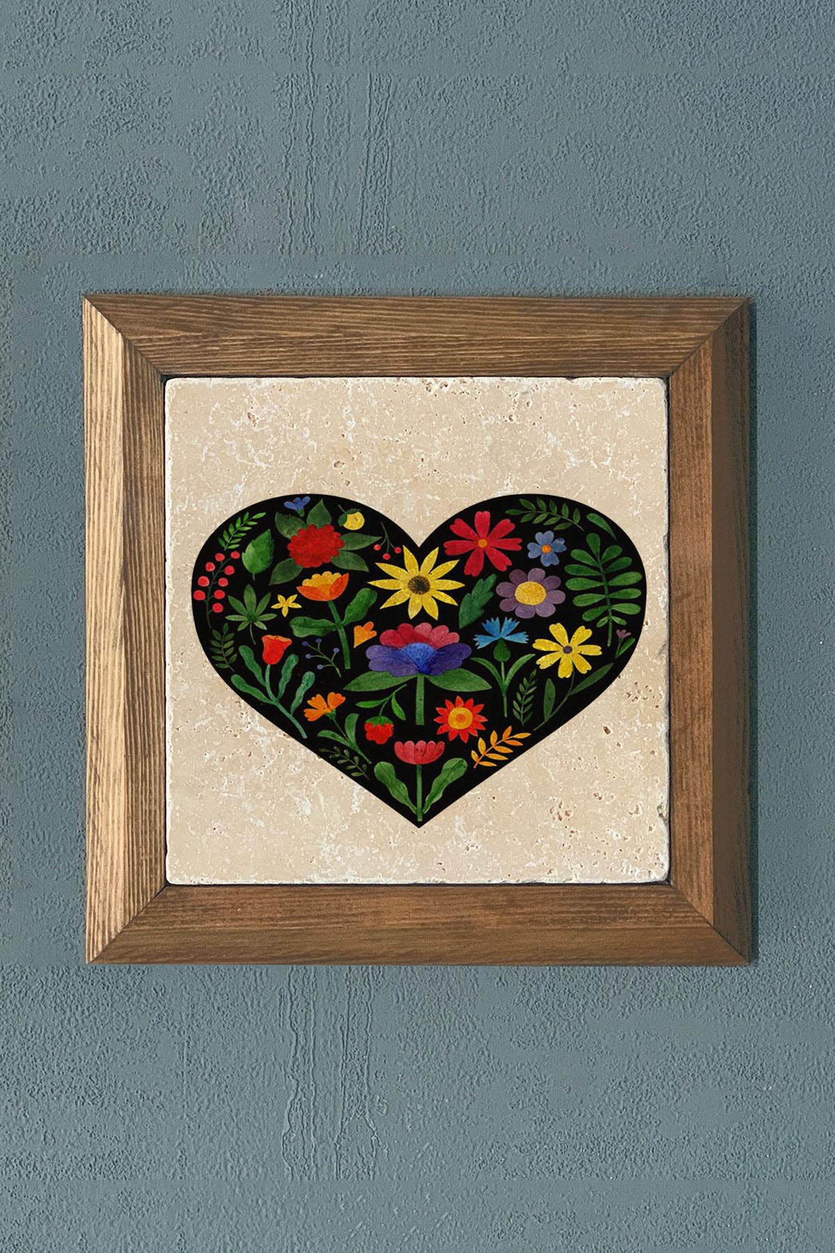 Masif Çerçeveli Doğaltaş Tablo Pano Oscar Stone Decor 28X28 CM
