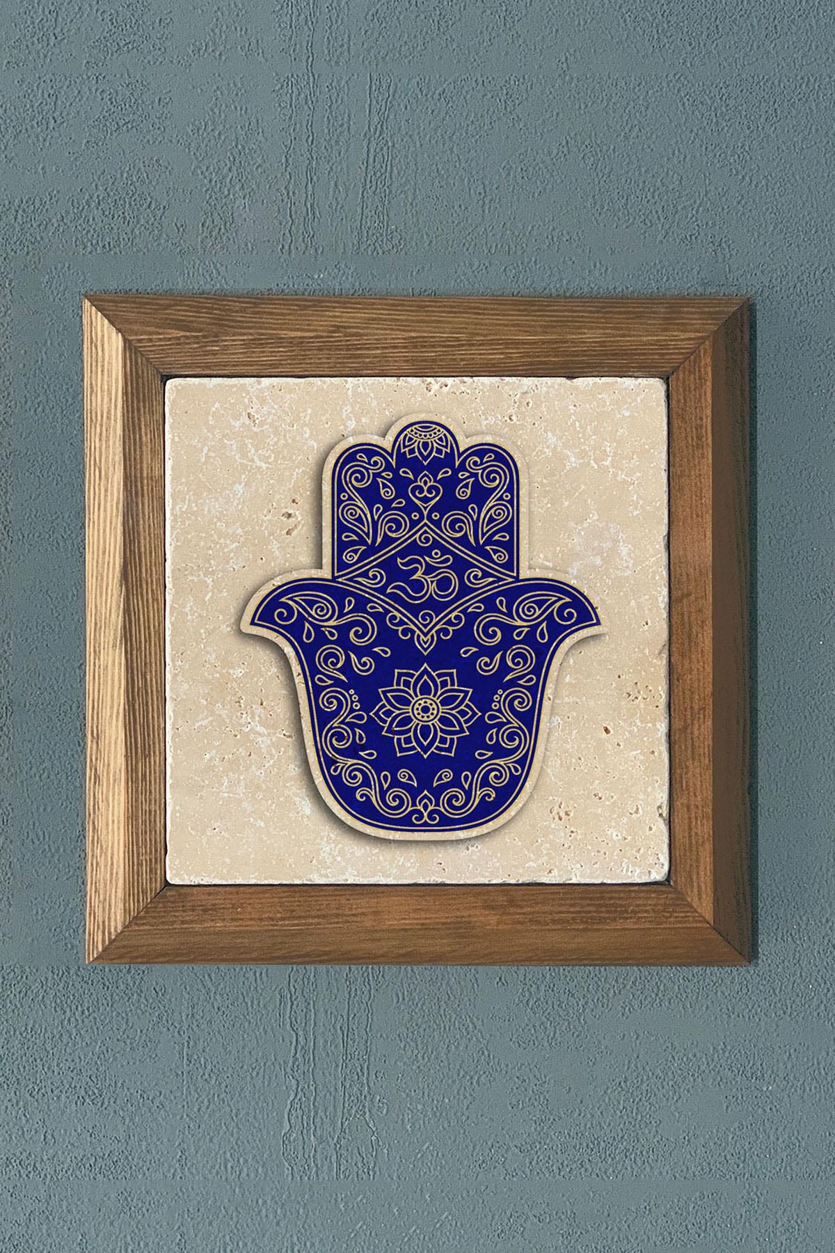 Masif Çerçeveli Fatma Ana Eli Taş Tablo- Duvar Dekoru- Oscar Stone Decor 28X28 cm-WALL DECOR
