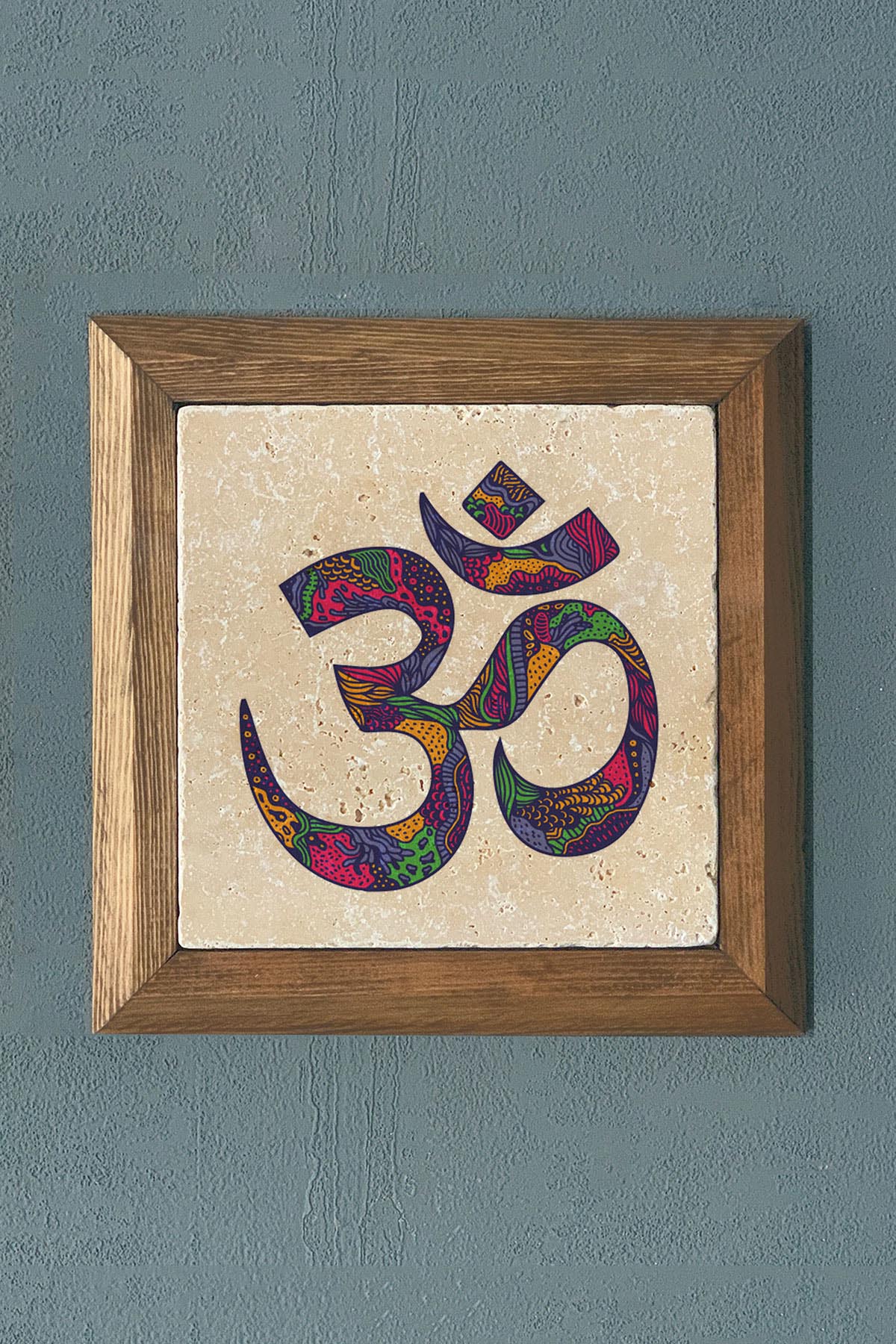 Masif Çerçeveli Matra Taş Tablo- Duvar Dekoru- Oscar Stone Decor 28X28 cm-WALL DECOR
