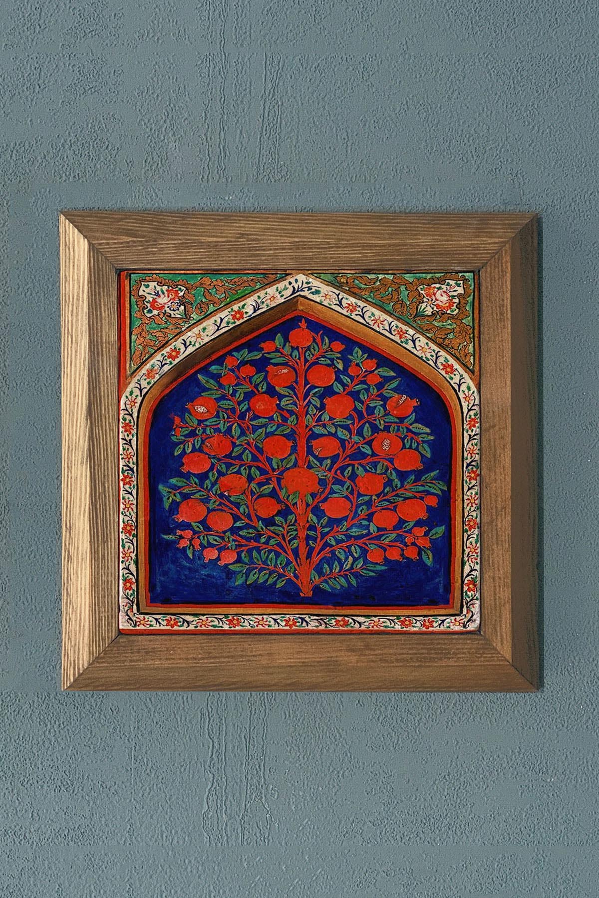 Masif Çerçeveli Nar Ağacı Bereket Taş Tablo Oscar Stone Decor 28X28 cm