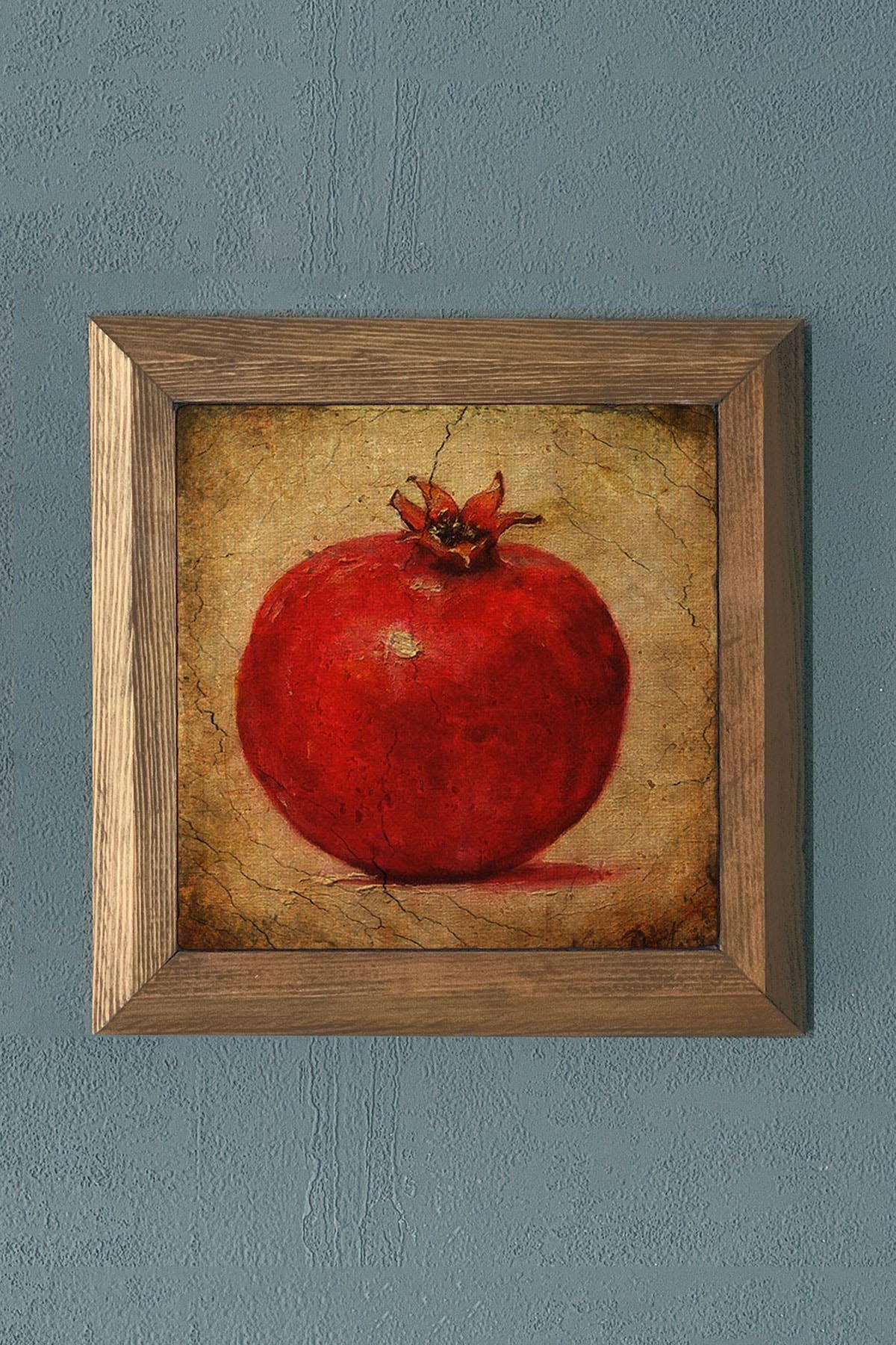 Masif Çerçeveli Nar (Bereket) Taş Tablo Oscar Stone Decor 28X28 cm