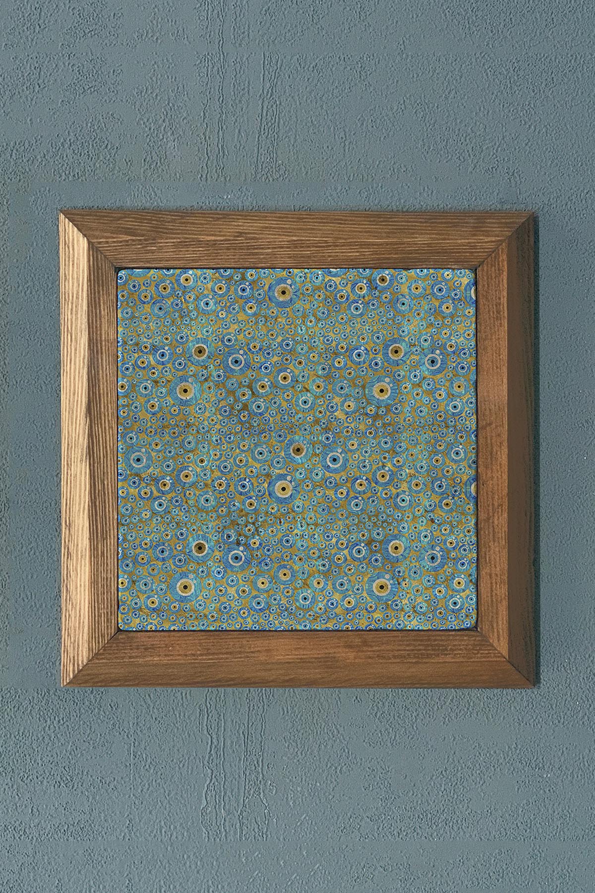 Masif Çerçeveli Nazar Taş Tablo- Duvar Dekoru- Oscar Stone Decor 28X28 cm-WALL DECOR