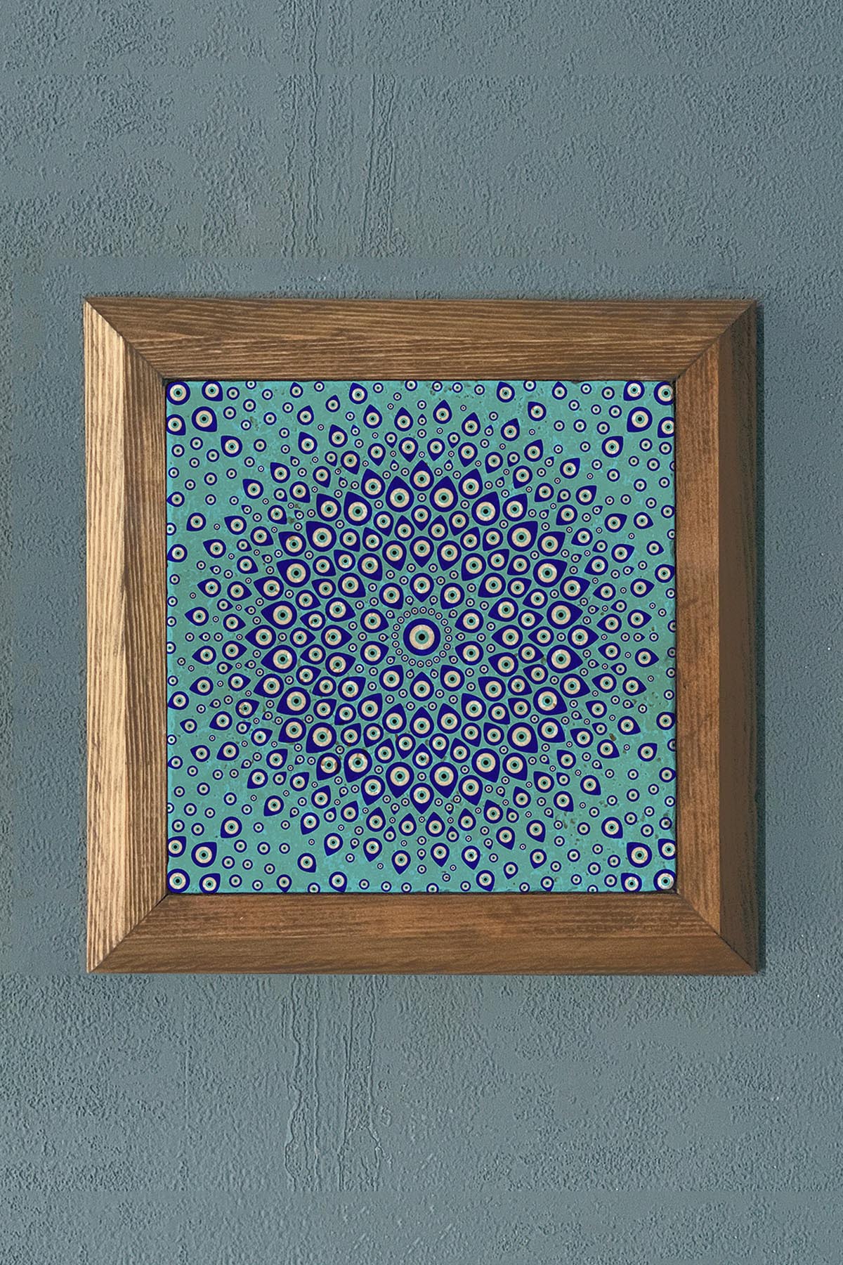 Masif Çerçeveli Nazar Taş Tablo- Duvar Dekoru- Oscar Stone Decor 28X28 cm-WALL DECOR