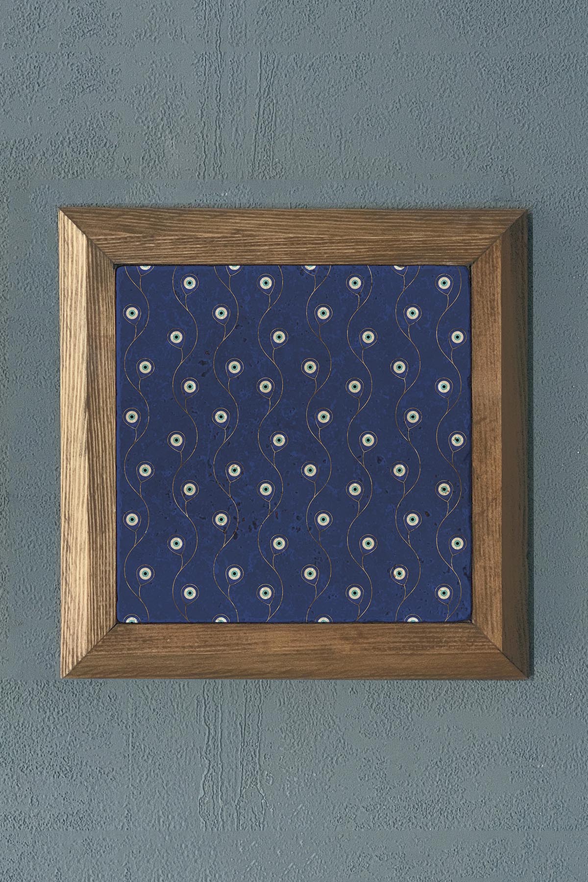 Masif Çerçeveli Nazar Taş Tablo- Duvar Dekoru- Oscar Stone Decor 28X28 cm-WALL DECOR