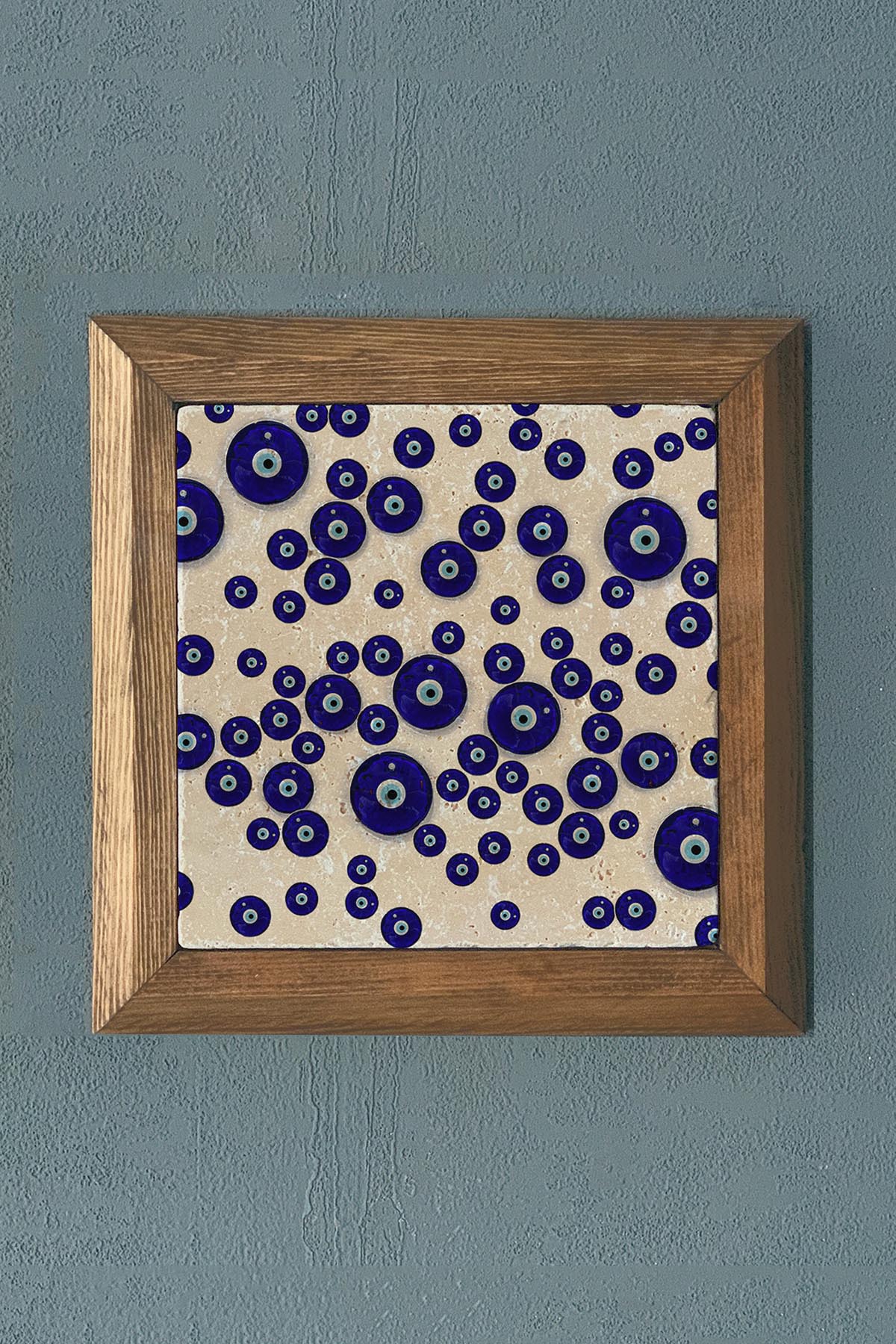 Masif Çerçeveli Nazar Taş Tablo Oscar Stone Decor 28X28 cm Wall Decor