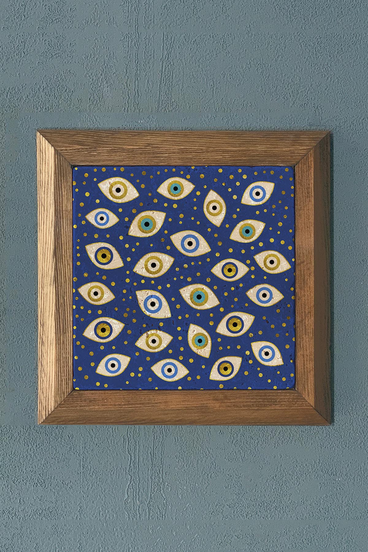 Masif Çerçeveli Nazar Taş Tablo Oscar Stone Decor 28X28 cm