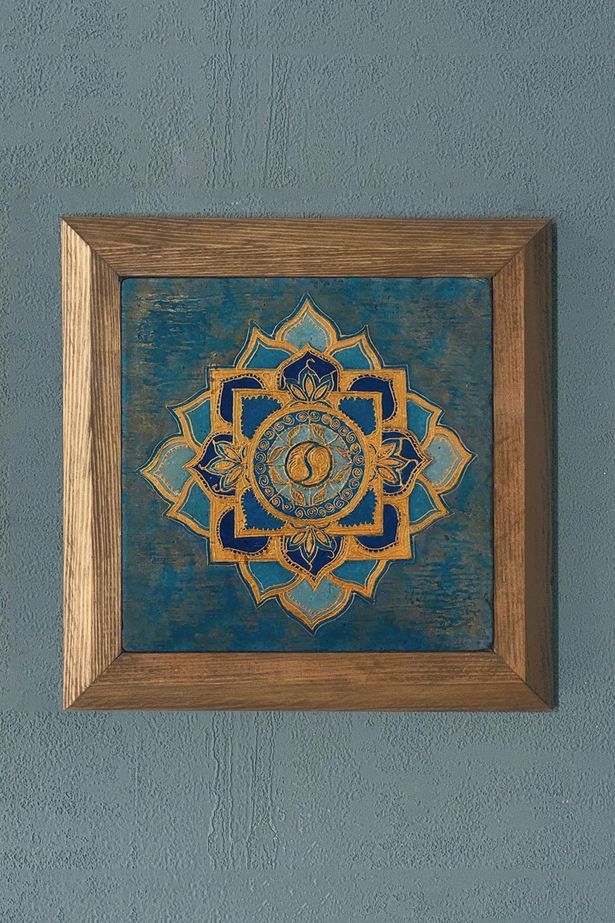 Masif Çerçeveli Sri Yantra Taş Tablo Oscar Stone Decor 28X28 cm