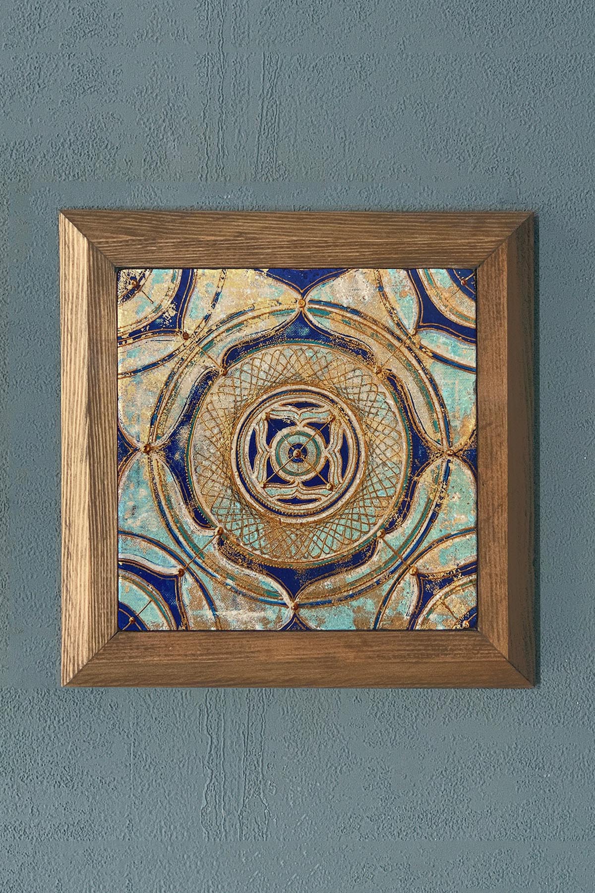 Masif Çerçeveli Taş Tablo- Duvar Dekoru- Oscar Stone Decor 28X28 cm-WALL DECOR
