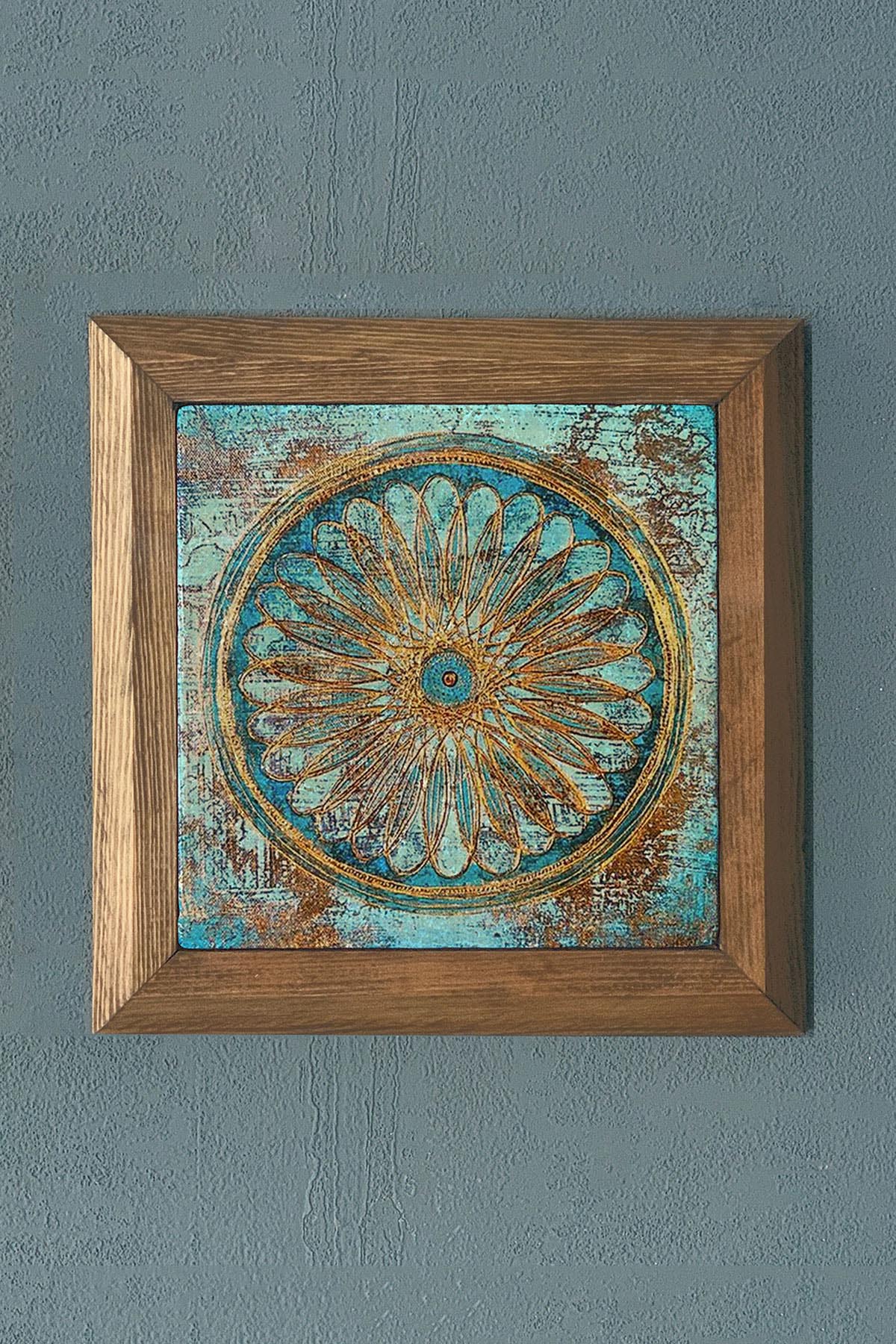 Masif Çerçeveli Taş Tablo- Duvar Dekoru- Oscar Stone Decor 28X28 cm-WALL DECOR