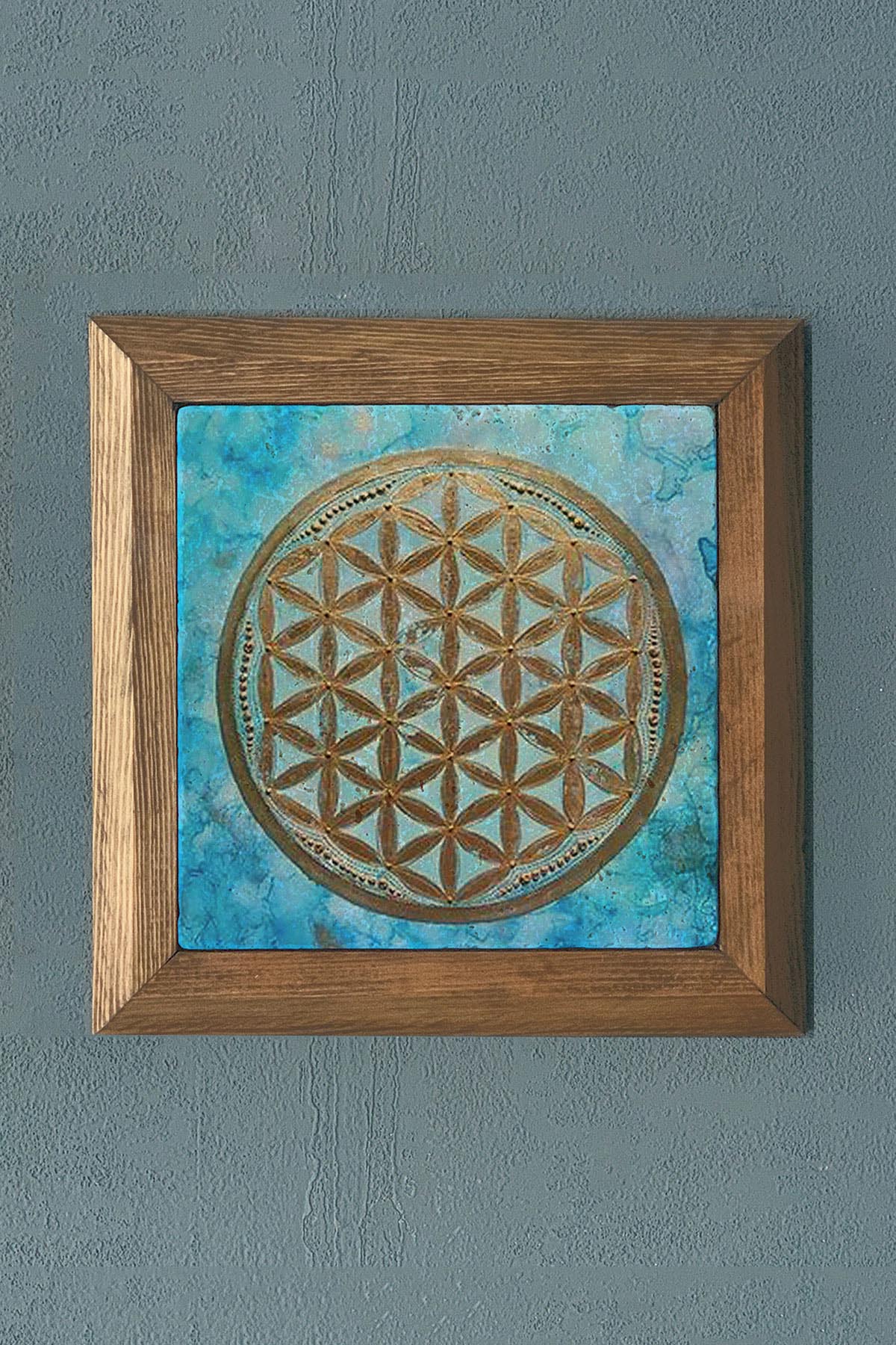 Masif Çerçeveli Taş Tablo- Duvar Dekoru- Oscar Stone Decor 28X28 cm-WALL DECOR